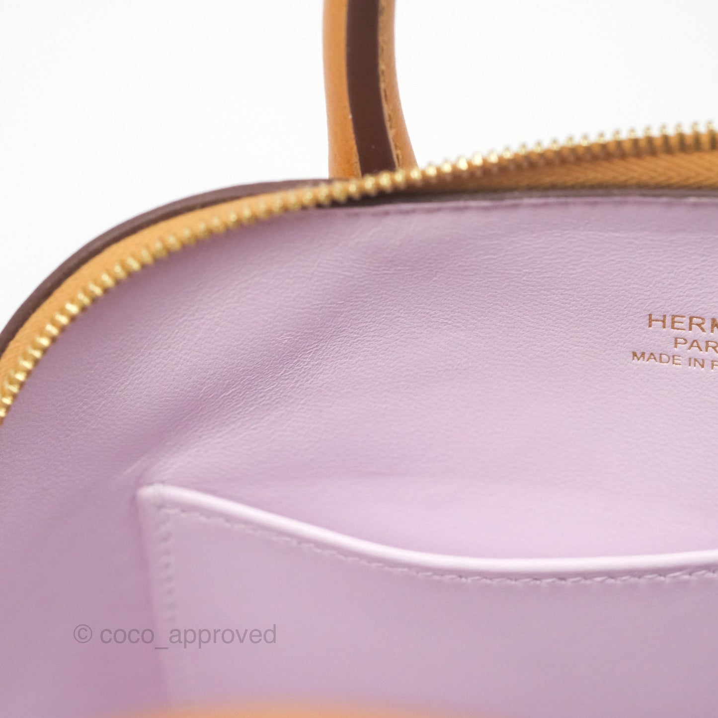 Hermès Bolide Mini 1923 Evercolor Caramel 28/ Mauve Pale 09 Gold Hardware