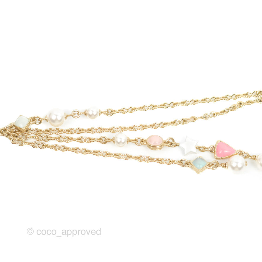 Chanel Logo Pearl Choker Gold Tone 19P