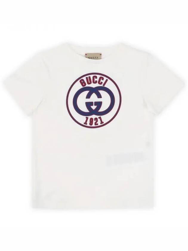 Luxury Gucci Trending 2025 Kids GG Logo 1921 Print Short Sleeve T-Shirt White