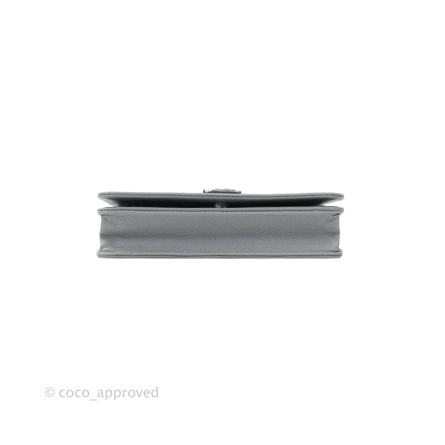 Chanel Chevron Boy Wallet on Chain WOC Grey Caviar Ruthenium Hardware