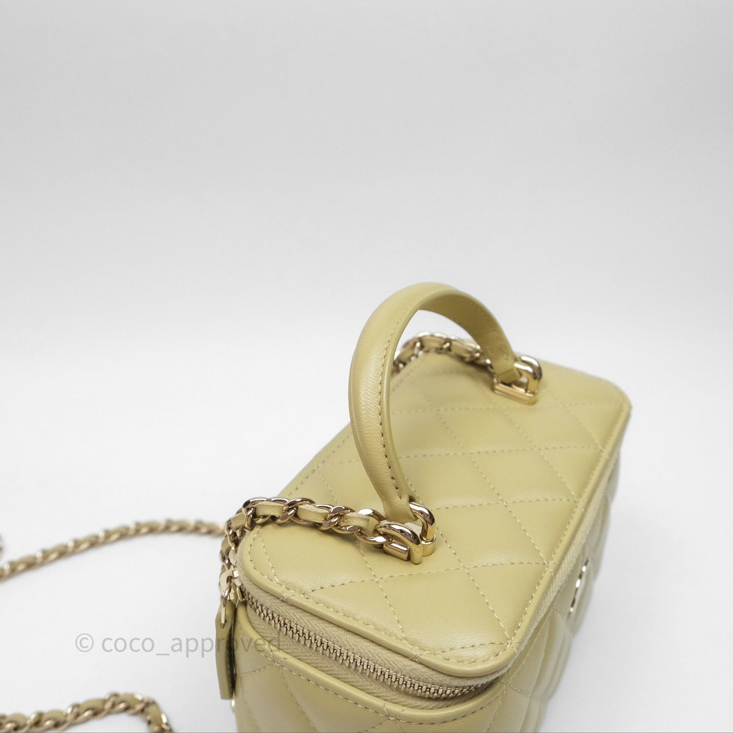 Chanel Top Handle Vanity with Chain Olive Green Lambskin Aged Gold Hardware