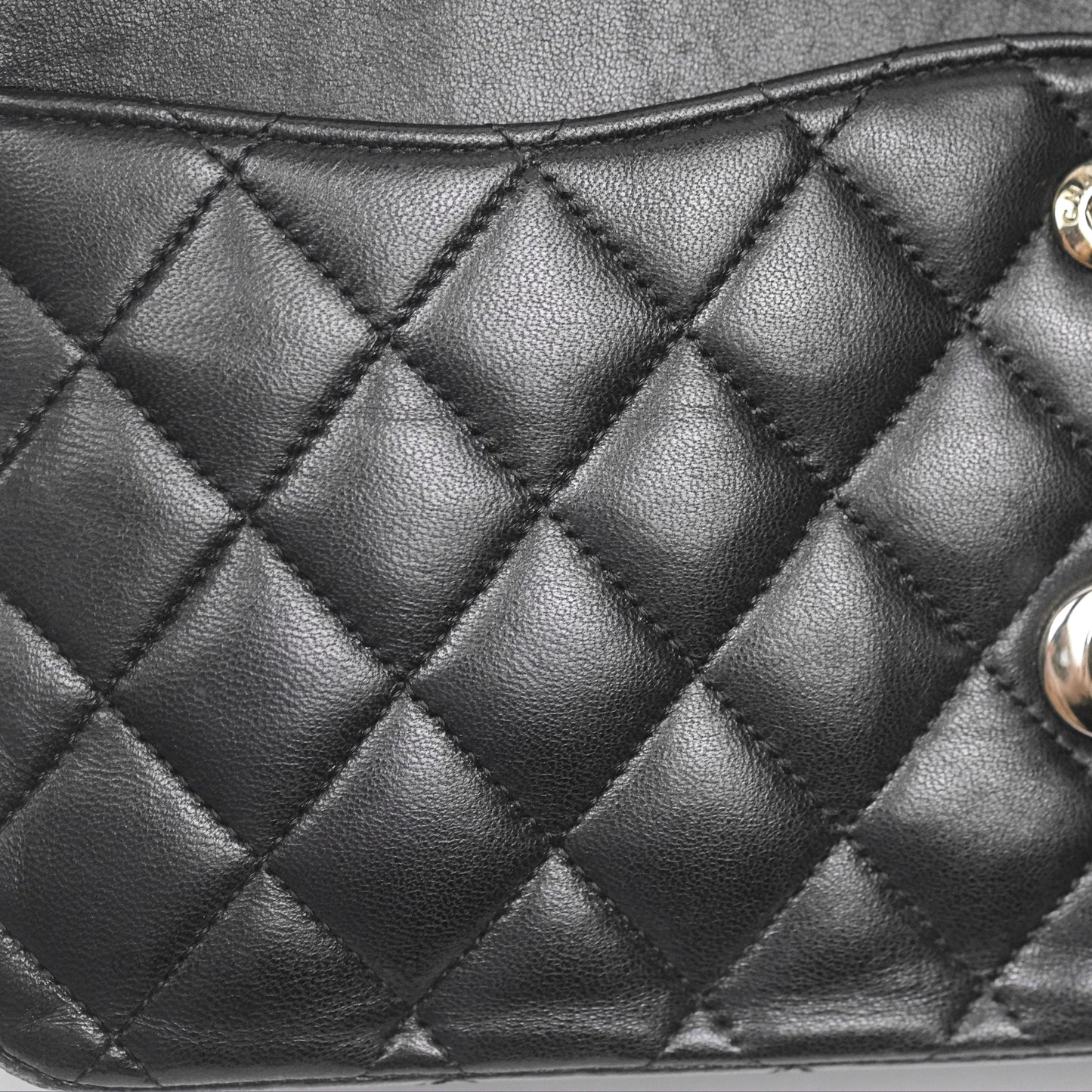 Chanel Classic M/L Medium Flap Quilted Black Lambskin Silver Hardware