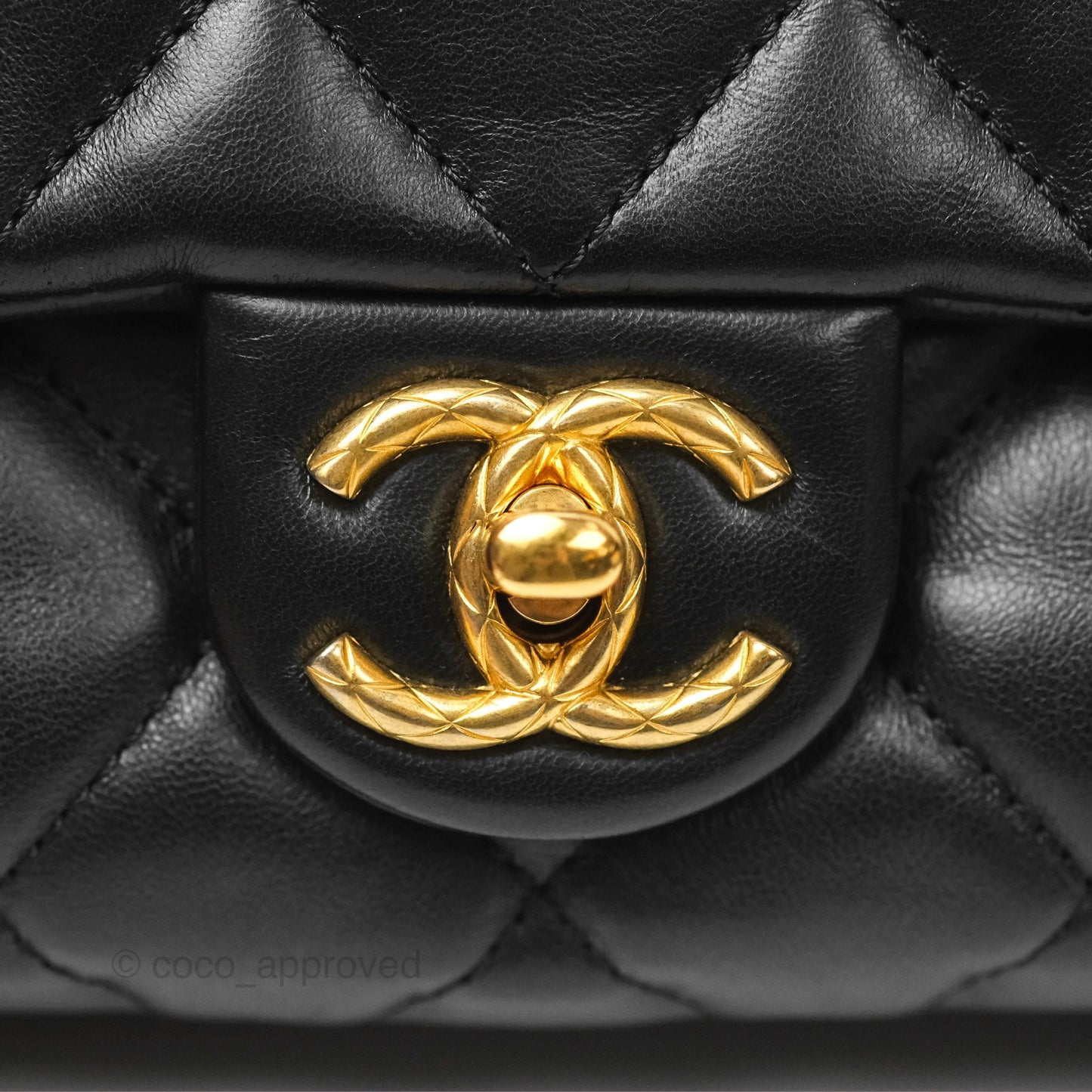 Chanel Flap Bag with Adjustable Strap Black Lambskin Aged Gold Hardware 22K