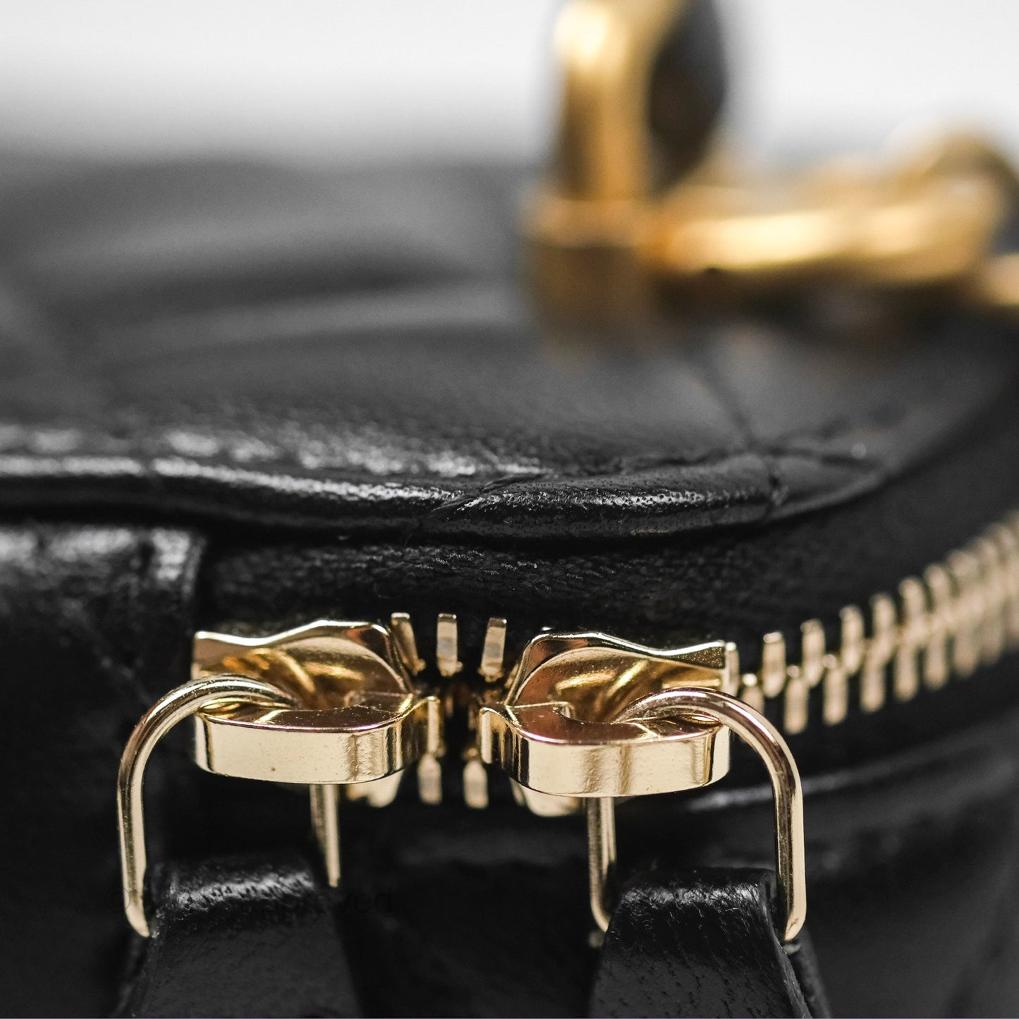 Chanel Mini Top Handle Vanity With Chain Black Lambskin Aged Gold Hardware