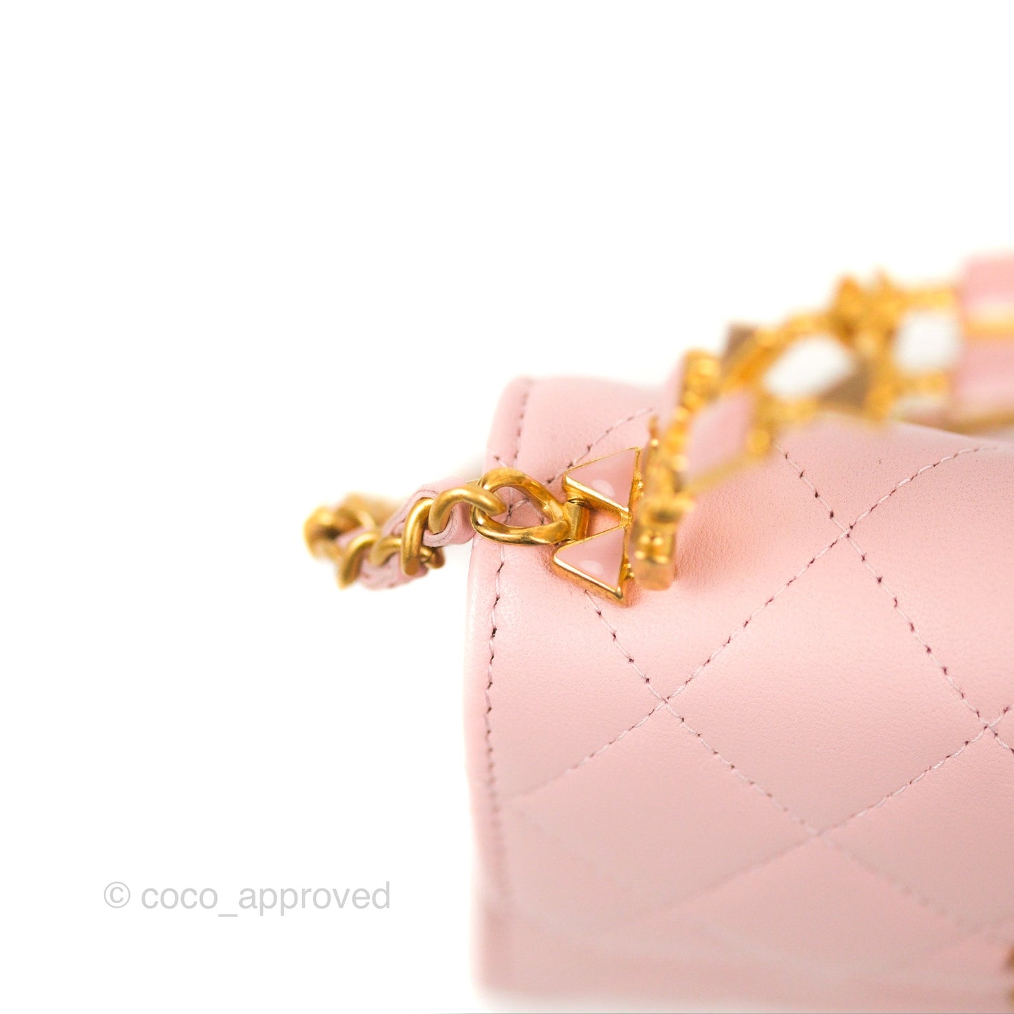 Chanel Enamel Top Handle Clutch with Chain Pink Lambskin Aged Gold Hardware 22B