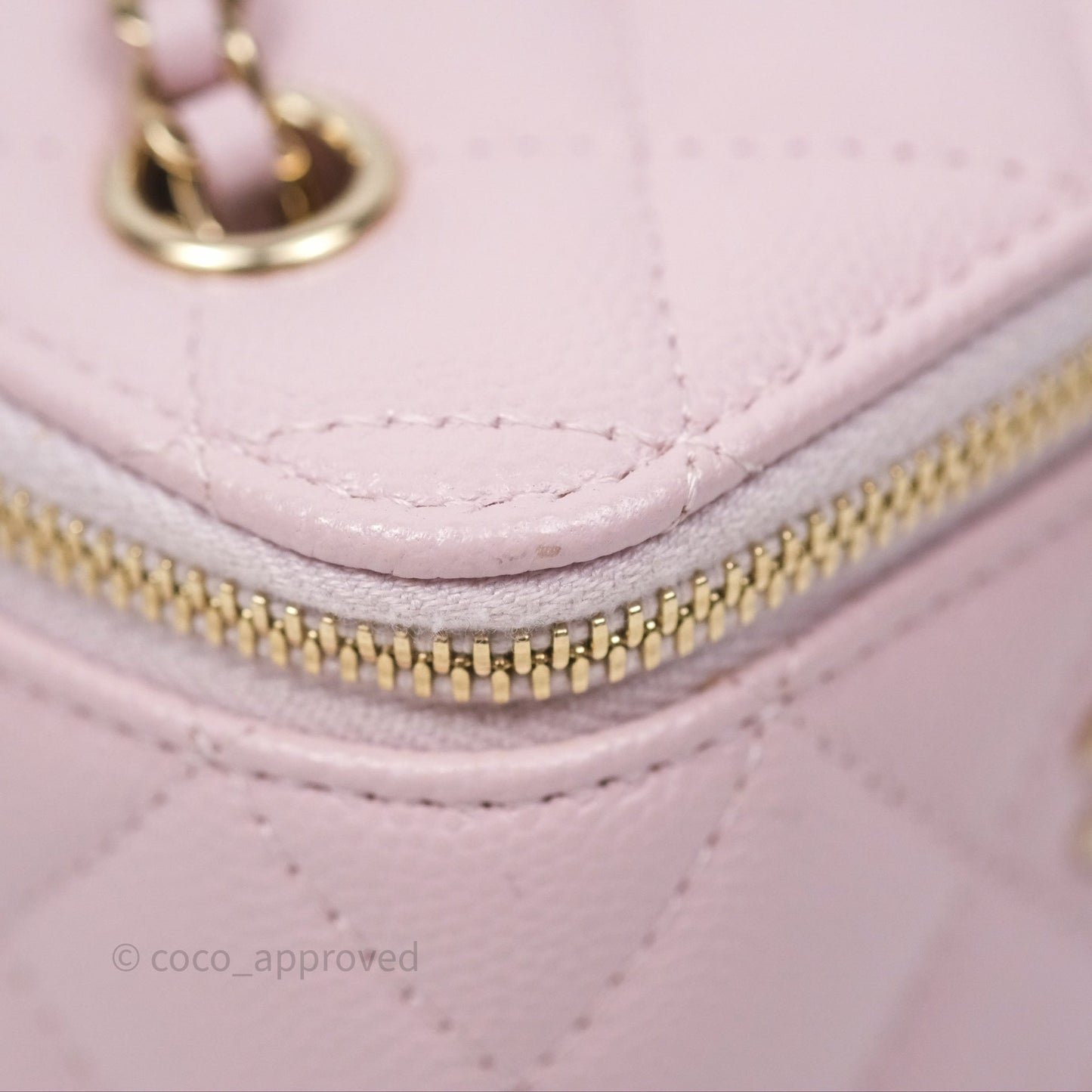 Chanel Mini Vanity With Chain Lilac Caviar Gold Hardware