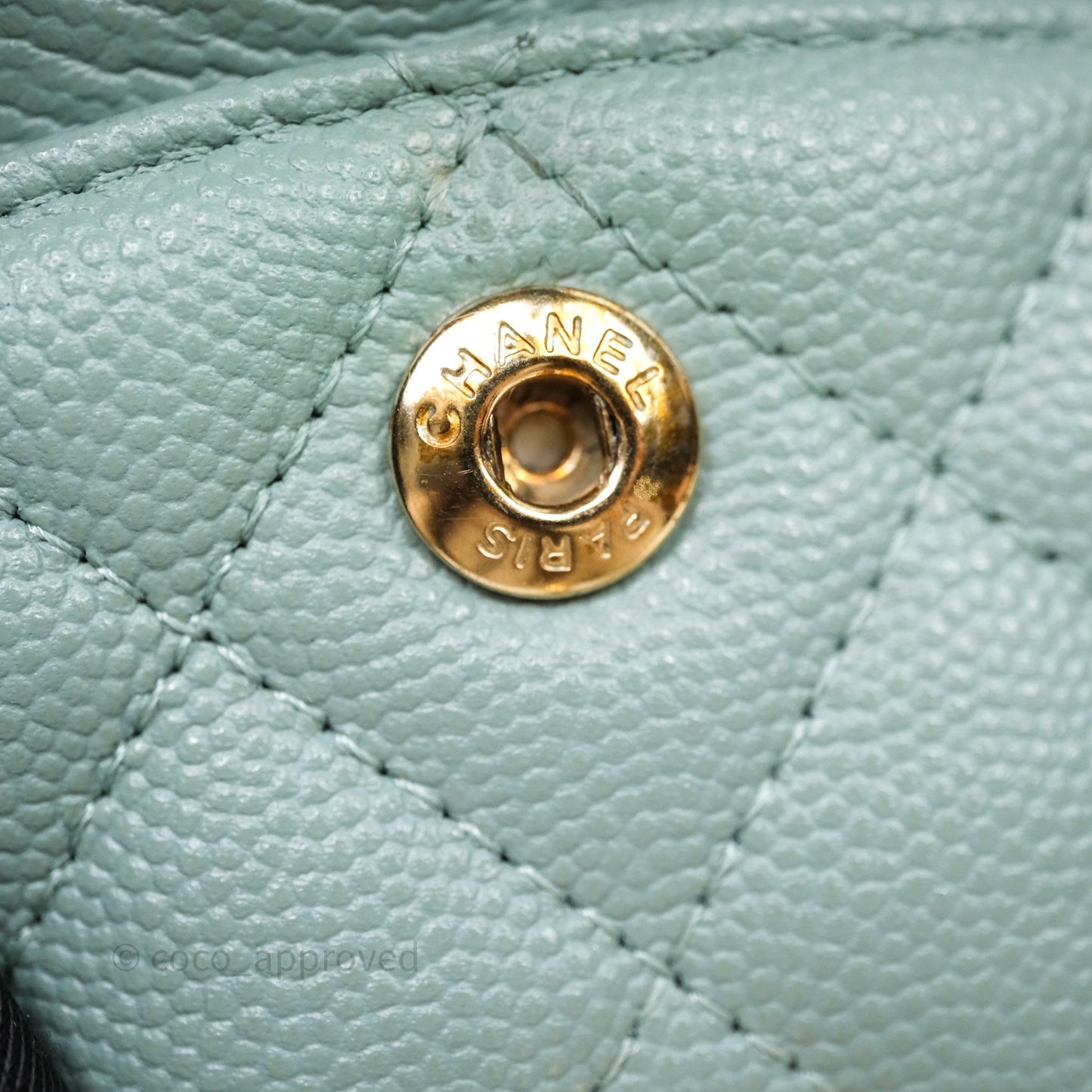Chanel Small Quilted Classic Flap Tiffany Green Cavier Gold Hardware