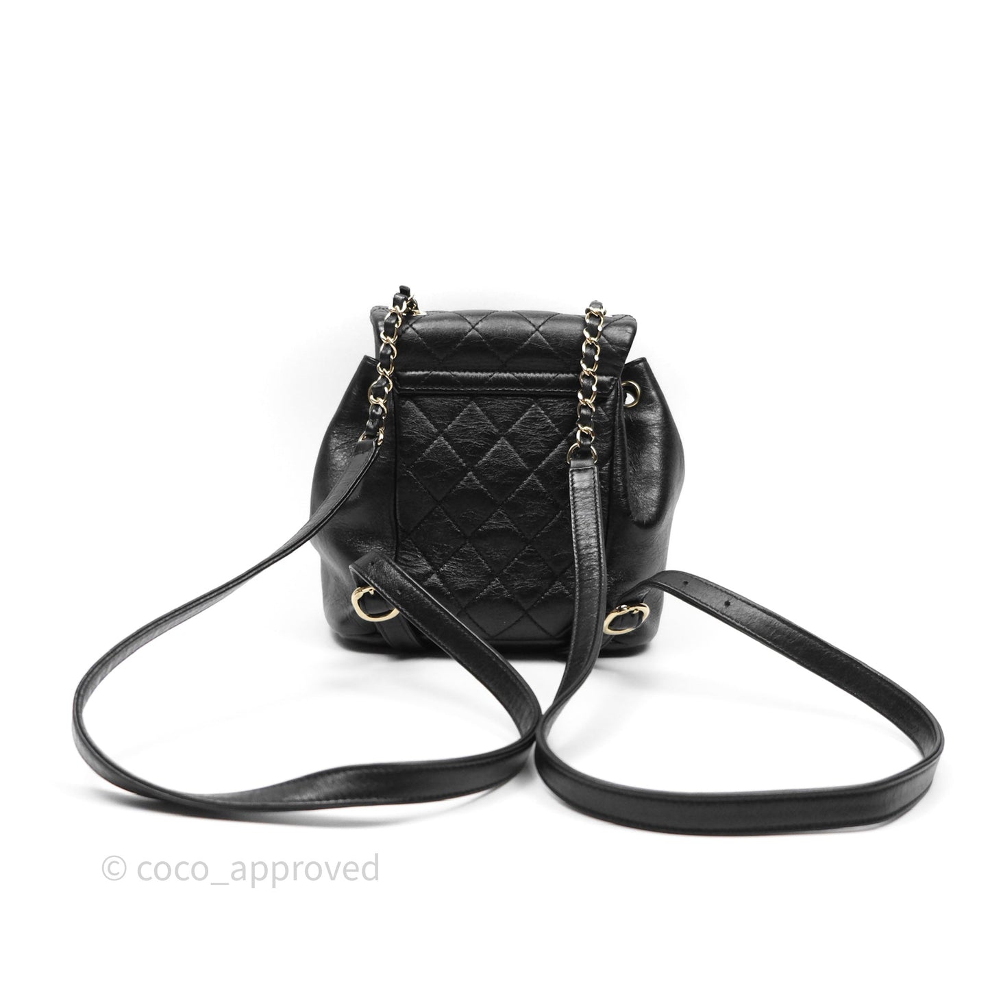 Chanel Quilted Small Duma Drawstring Backpack Black Calfskin Gold Hardware