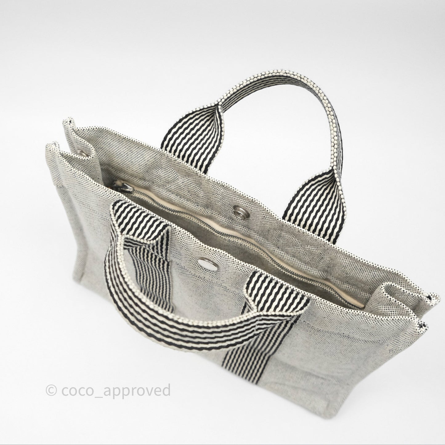 Hermès Herline Tote Bag Grey Canvas Palladium Hardware