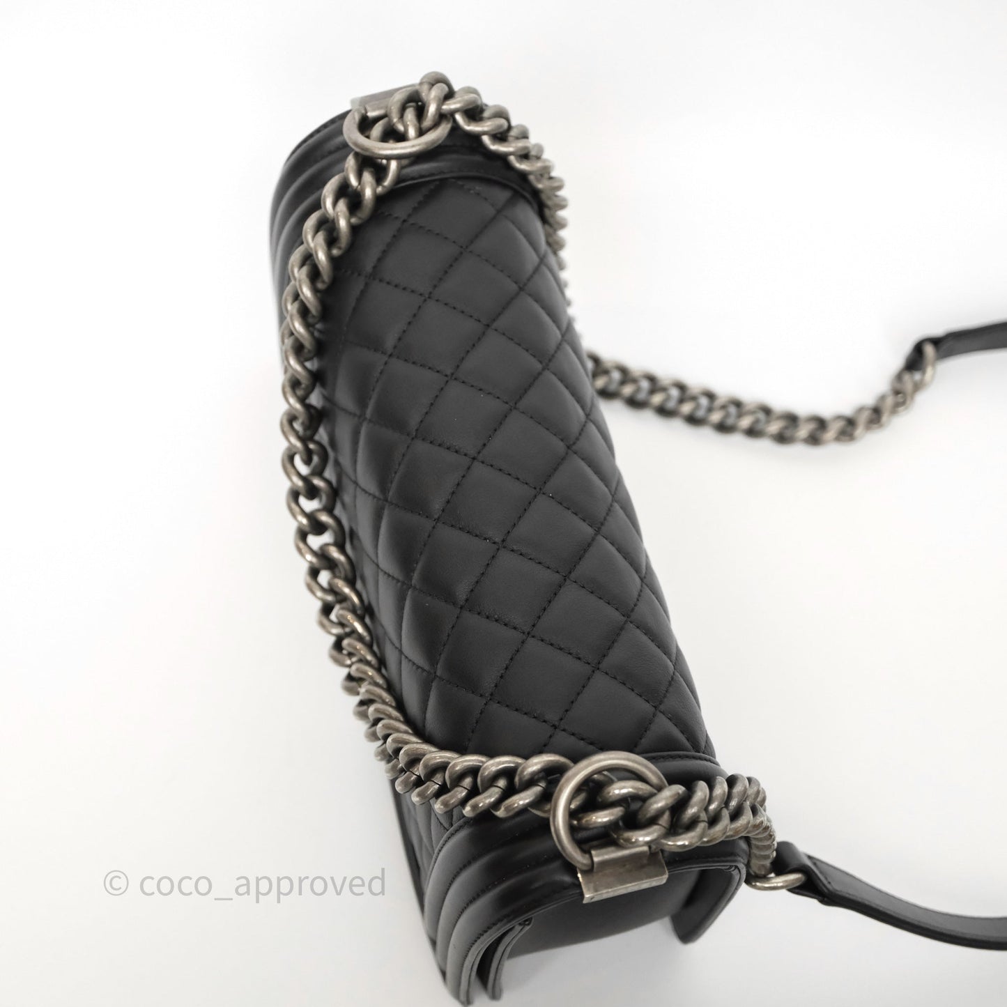Chanel Quilted Medium Boy Black Calfskin Ruthenium Hardware