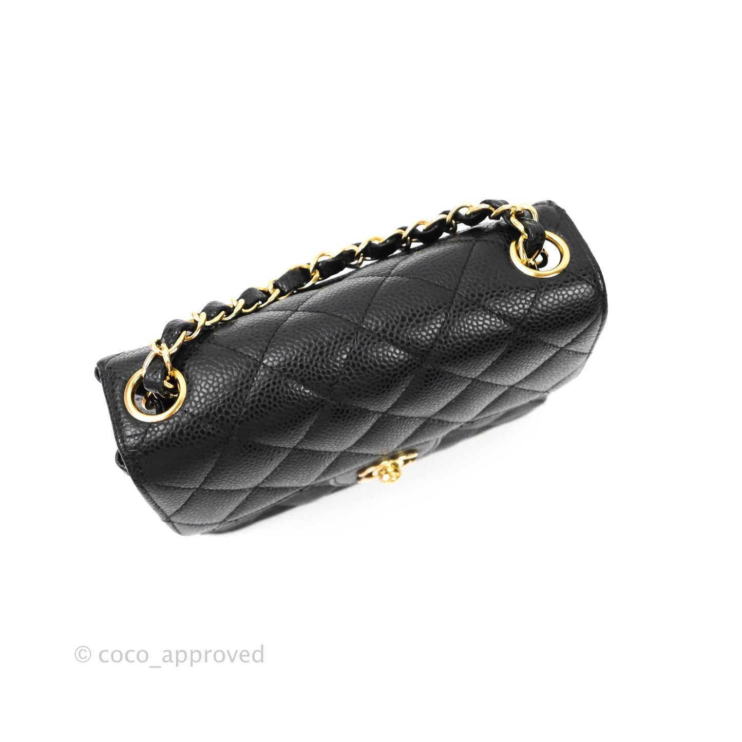 Chanel Quilted Vintage Mini Square Flap Black Caviar 24K Gold Hardware