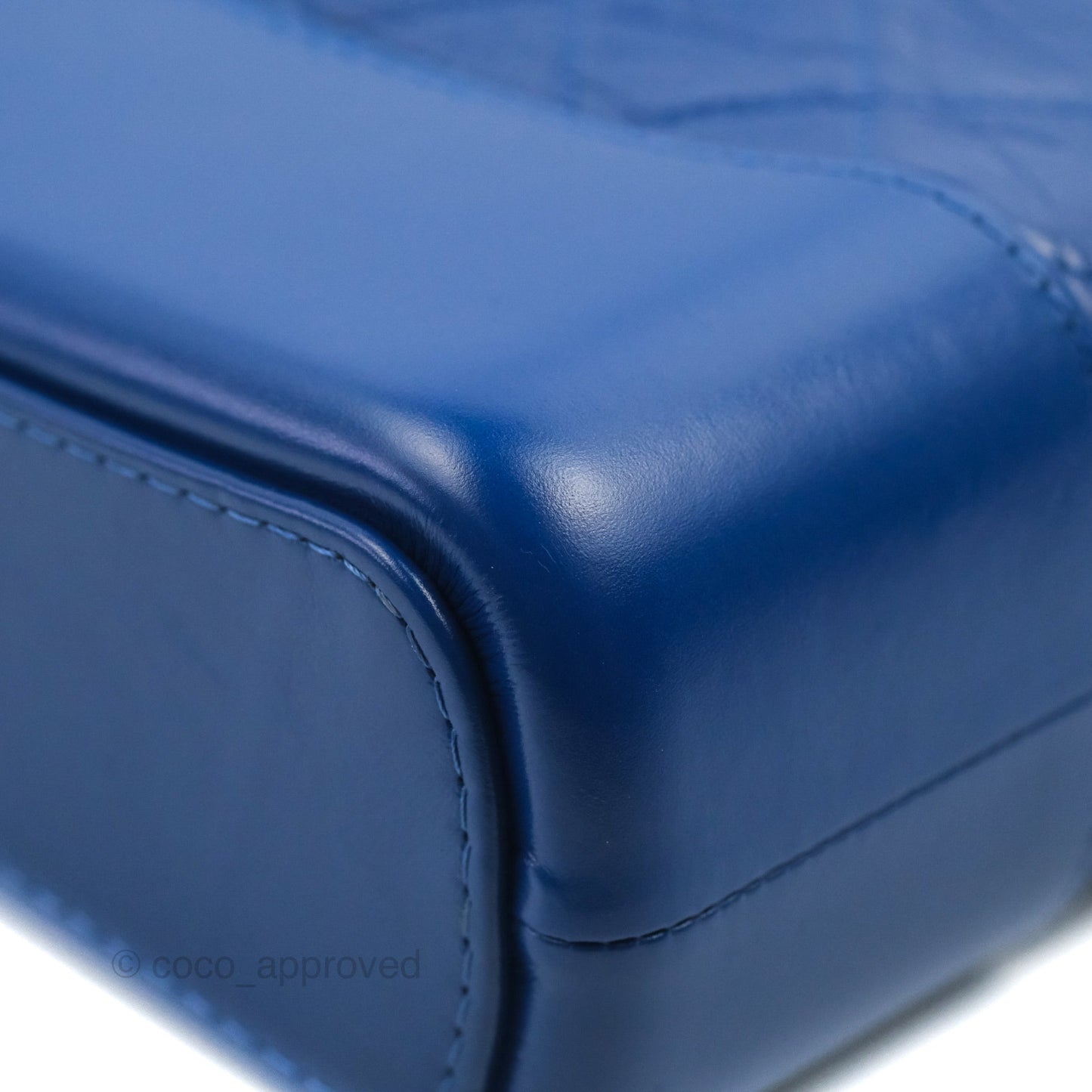 Chanel New Medium Gabrielle Blue Logo Handle Aged Calfskin Mixed Hardware