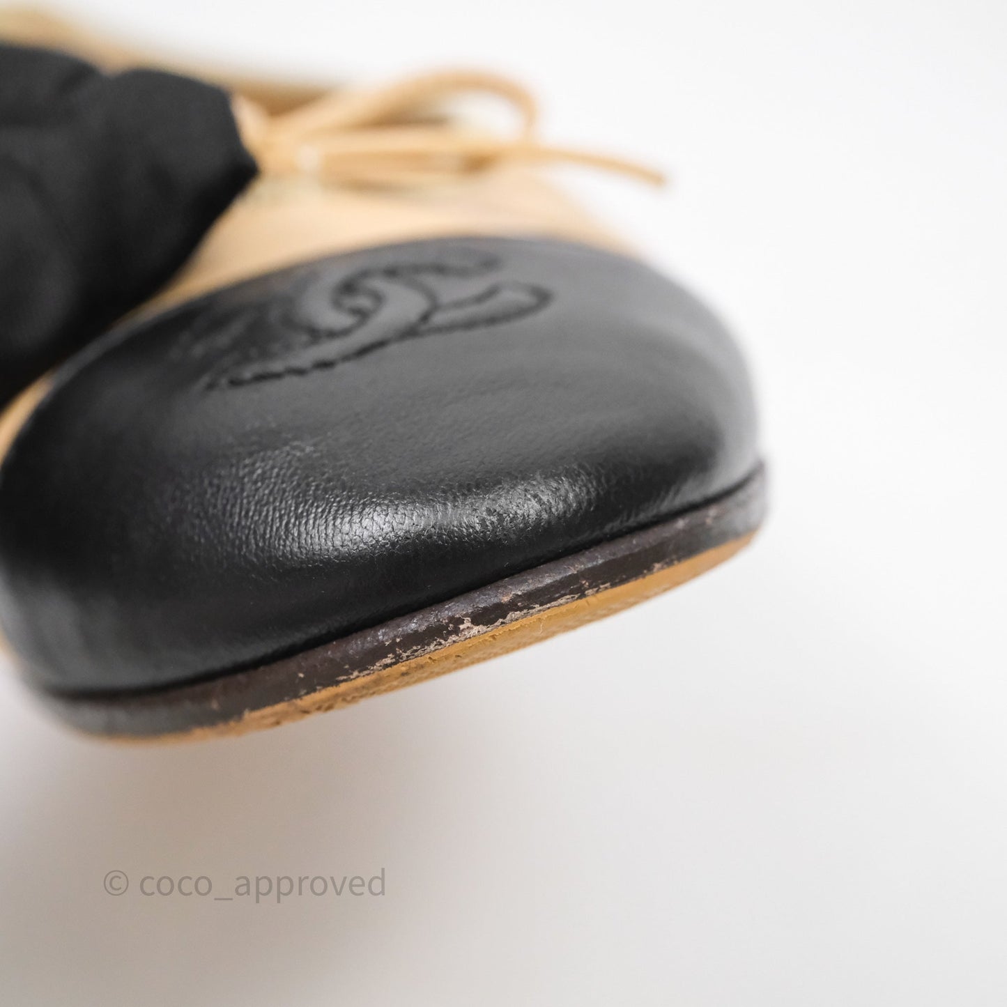 Chanel Ballerina Flats Black Beige Size 36