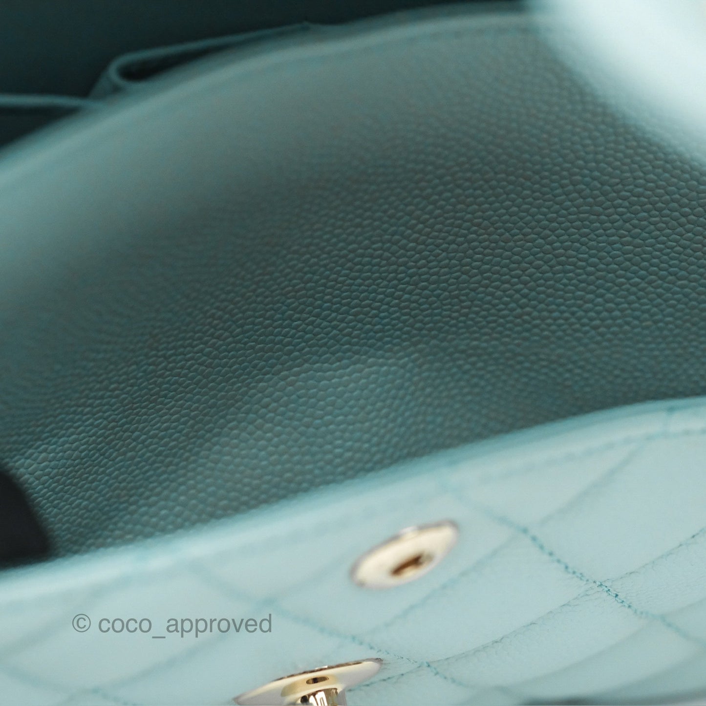 Chanel Small S/M Classic Flap Quilted Tiffany Blue Caviar Gold Hardware