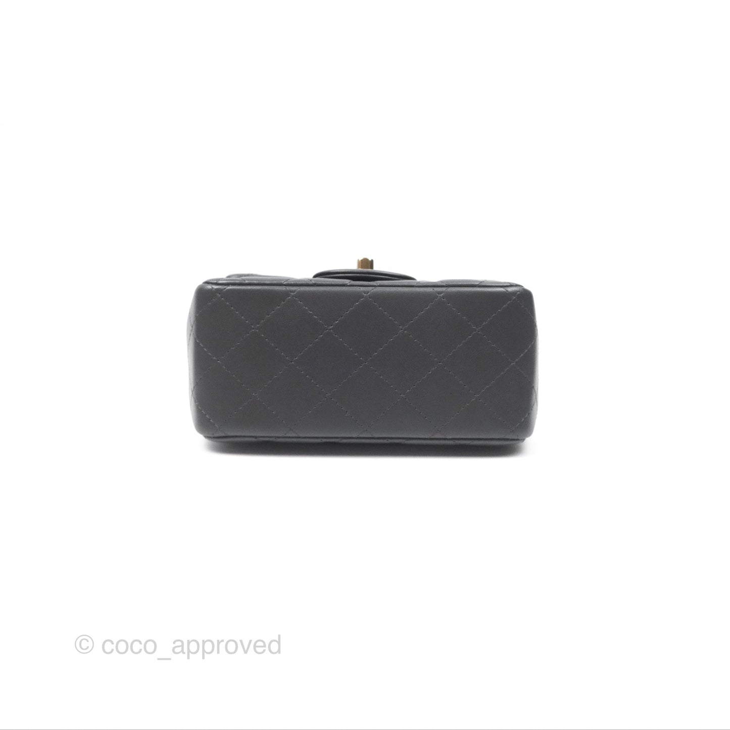 Chanel Mini Square Quilted Grey Lambskin Gold Hardware