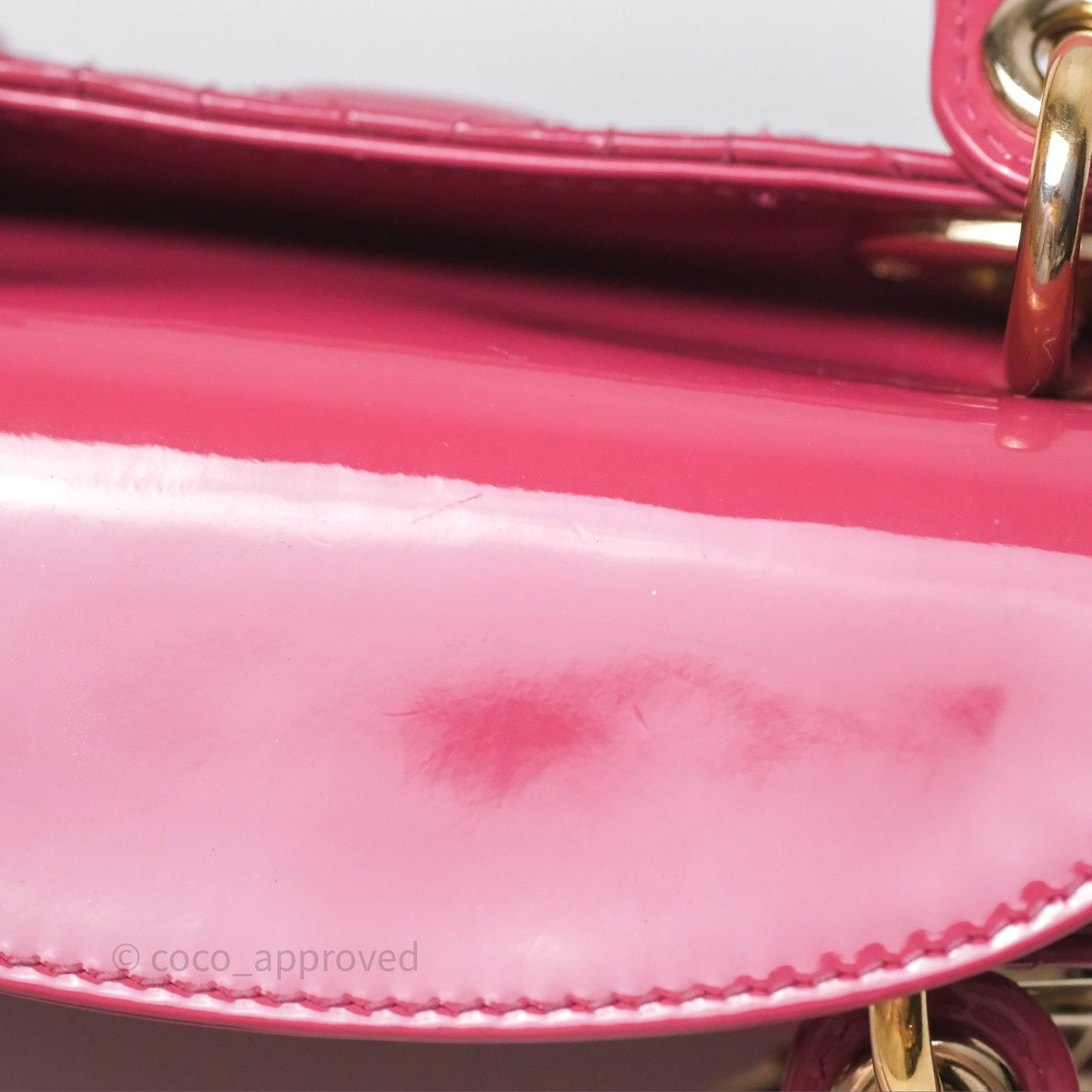 Christian Dior Mini Lady Dior Dusty Pink Patent Cannage Calfskin Gold Hardware