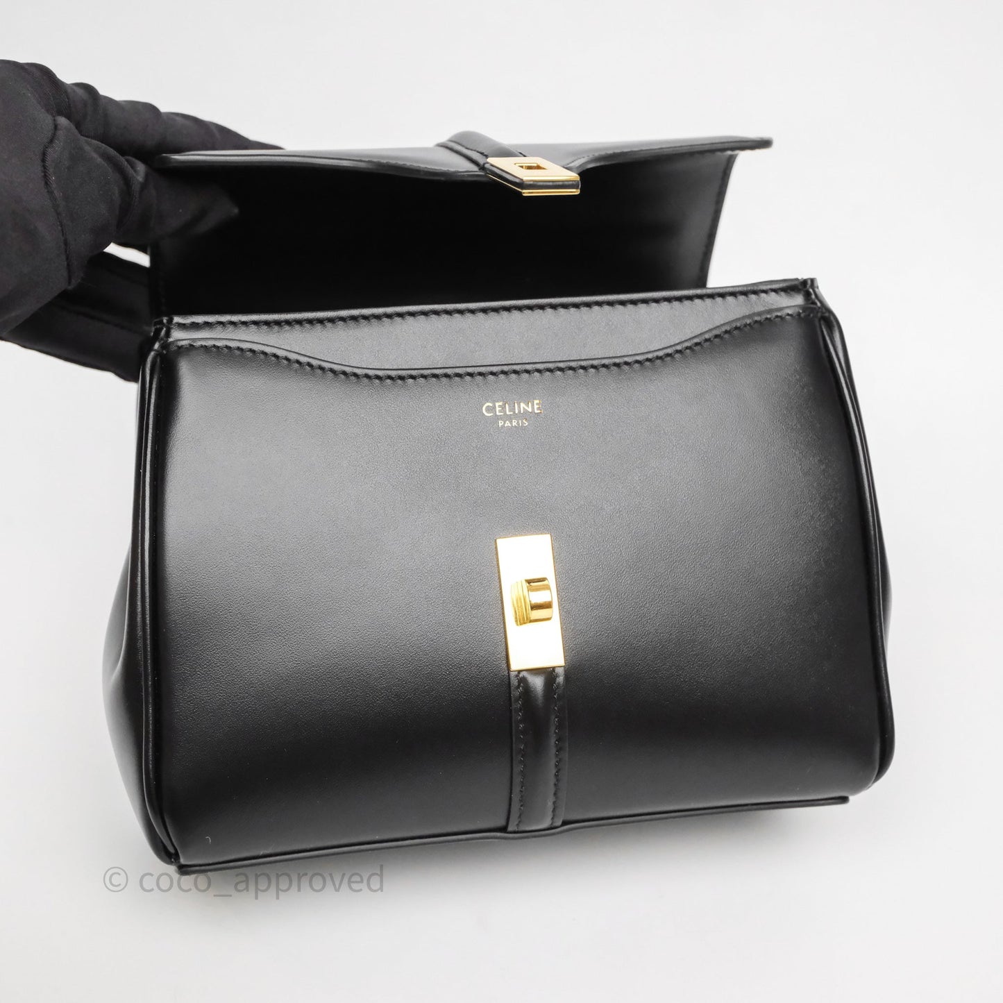 Celine Mini 16 Bag in Satinated Calfskin Black