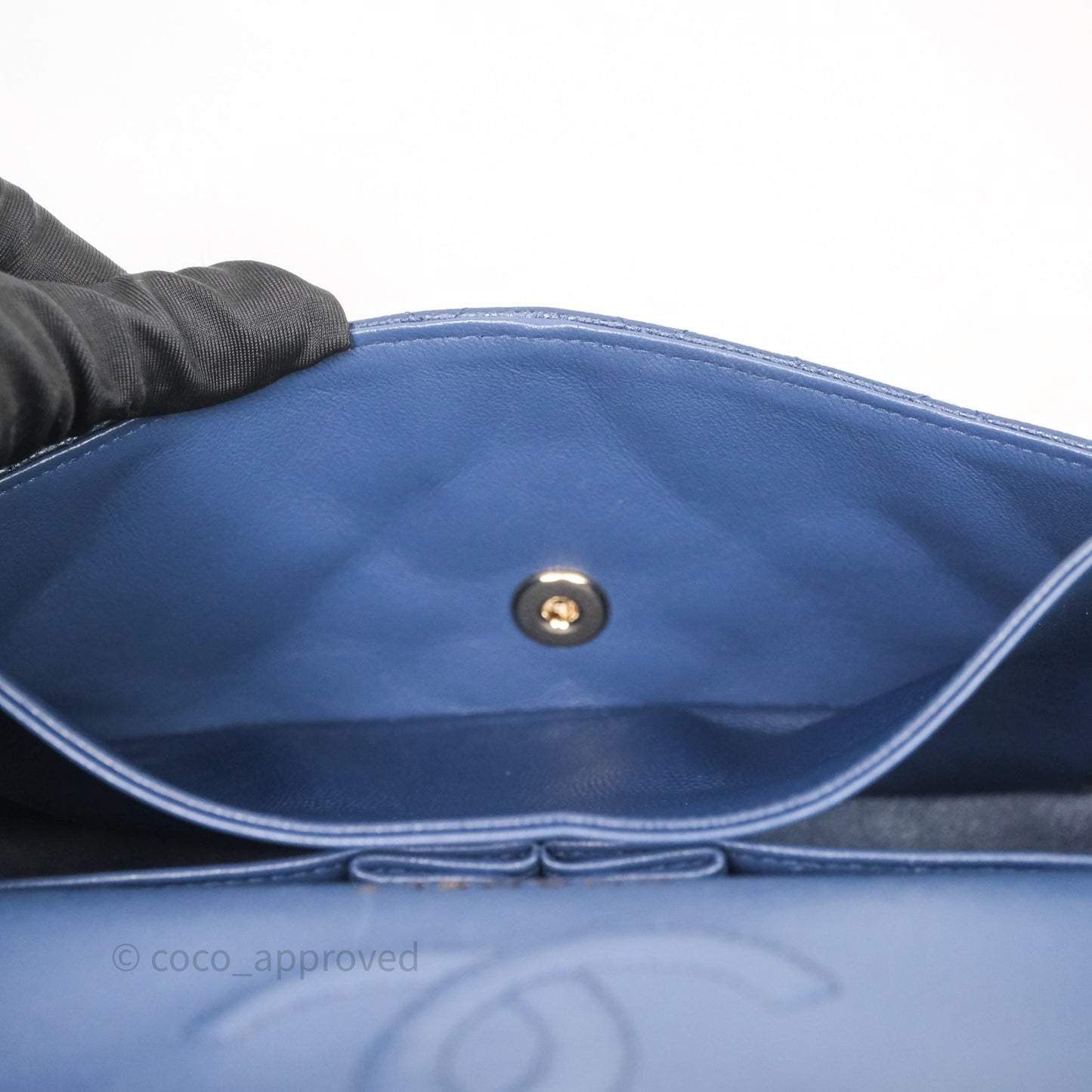 Chanel Medium Classic Flap Quilted Dark Blue Caviar Gold Hardware
