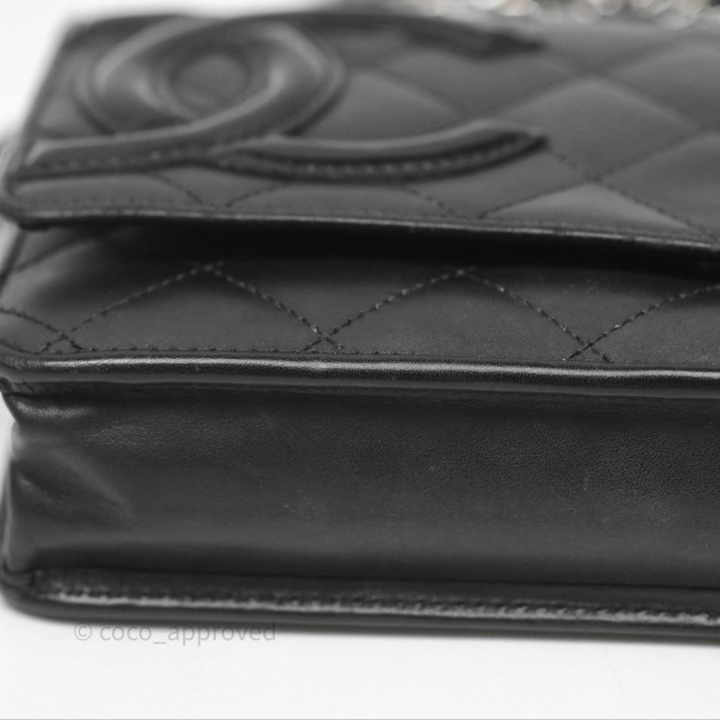 Chanel Quilted Wallet on Chain WOC Cambon Black Calfskin Silver Hardware