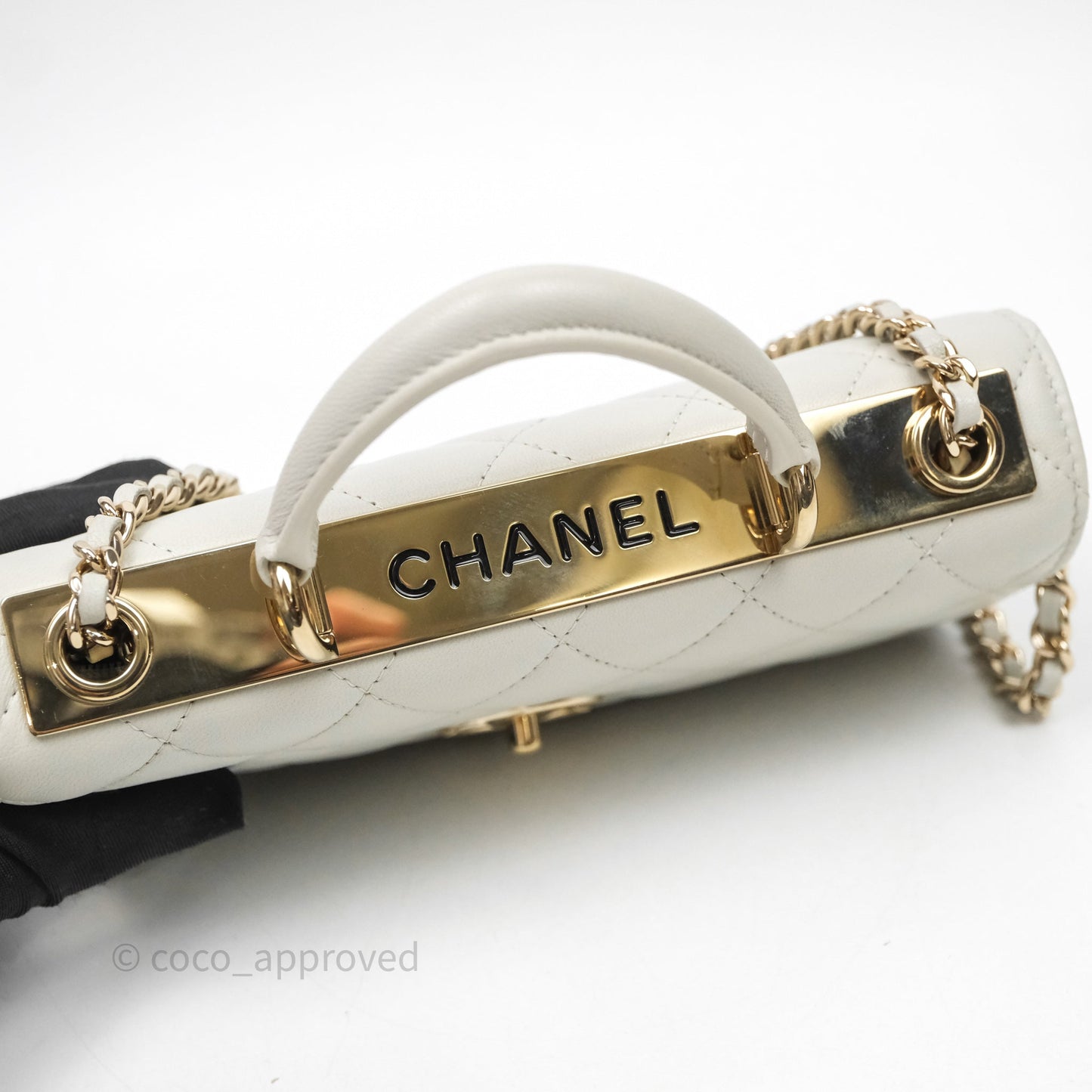 Chanel Trendy CC Wallet On Chain WOC Light Grey Lambskin Gold Hardware N