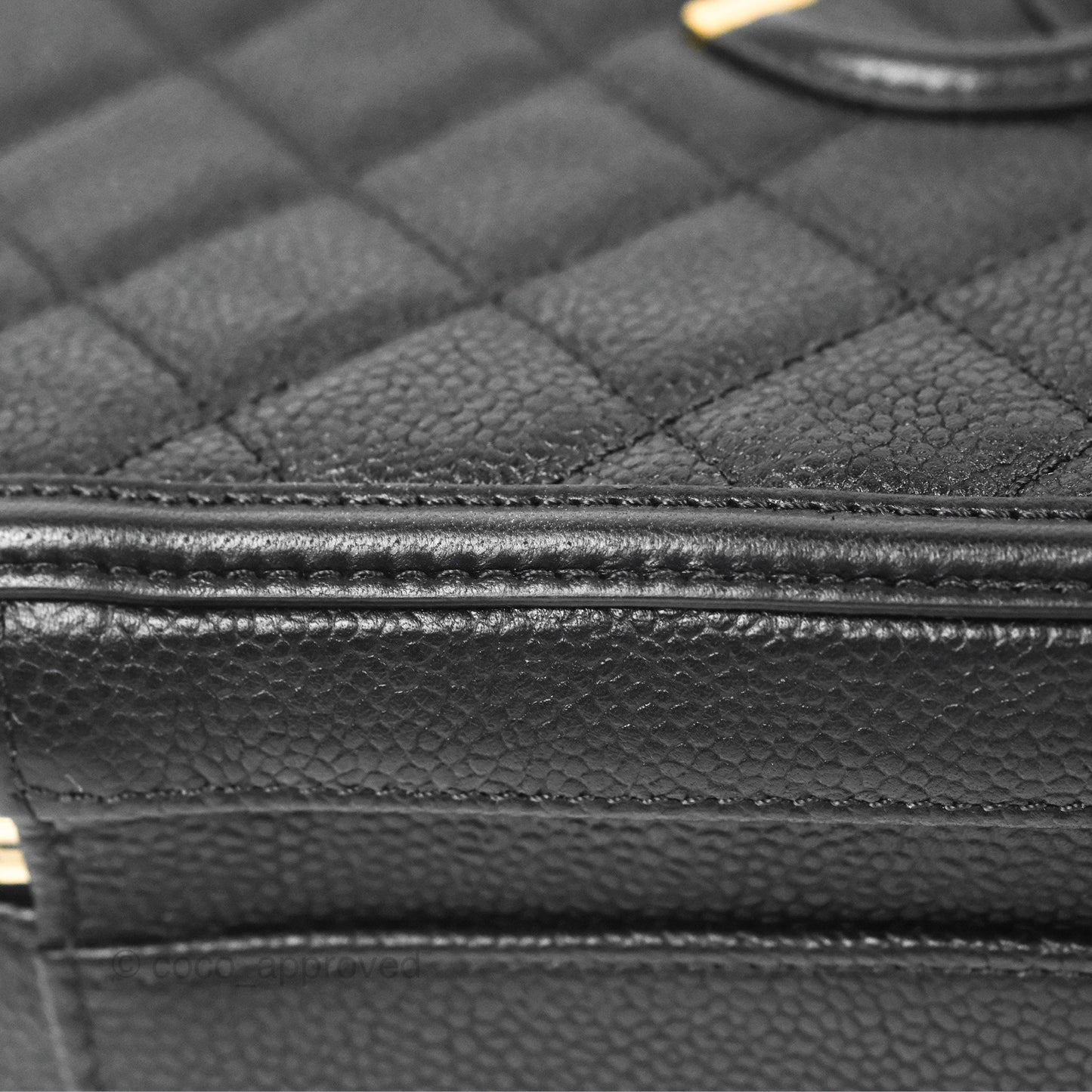 Chanel Quilted Large CC Filigree Vanity Case Black Caviar Gold Hardware