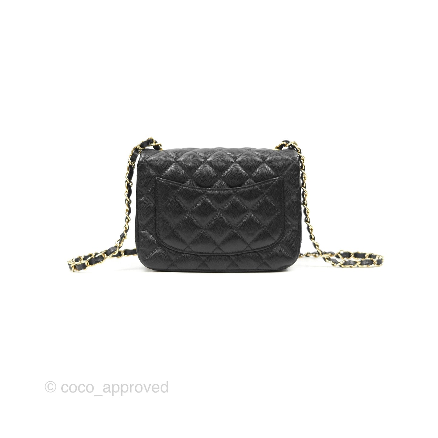 Chanel Mini Square Flap Quilted Black Caviar Gold Hardware