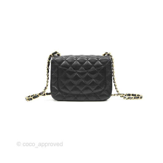 Chanel Mini Square Flap Quilted Black Caviar Gold Hardware