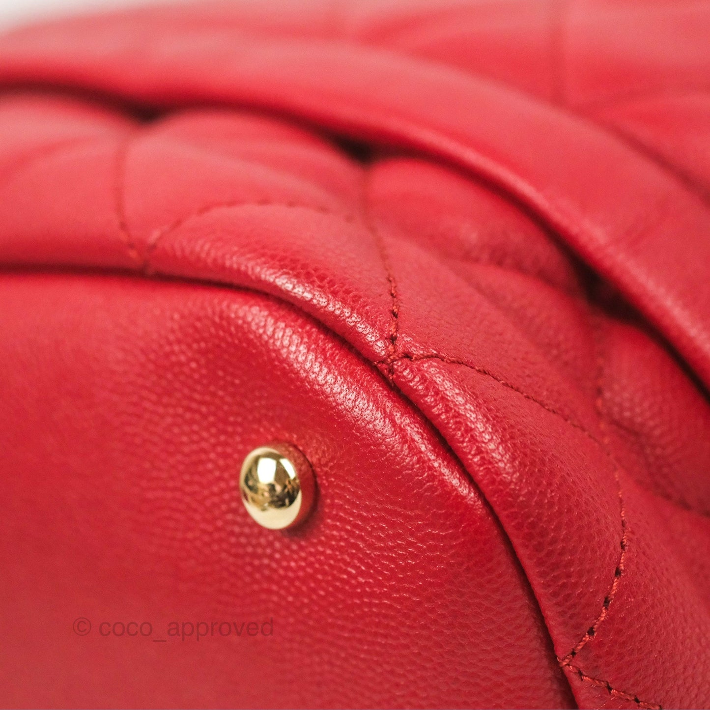 Chanel Medium Quilted Rolled Up Bucket Drawstring Bag Red Caviar Gold Hardware