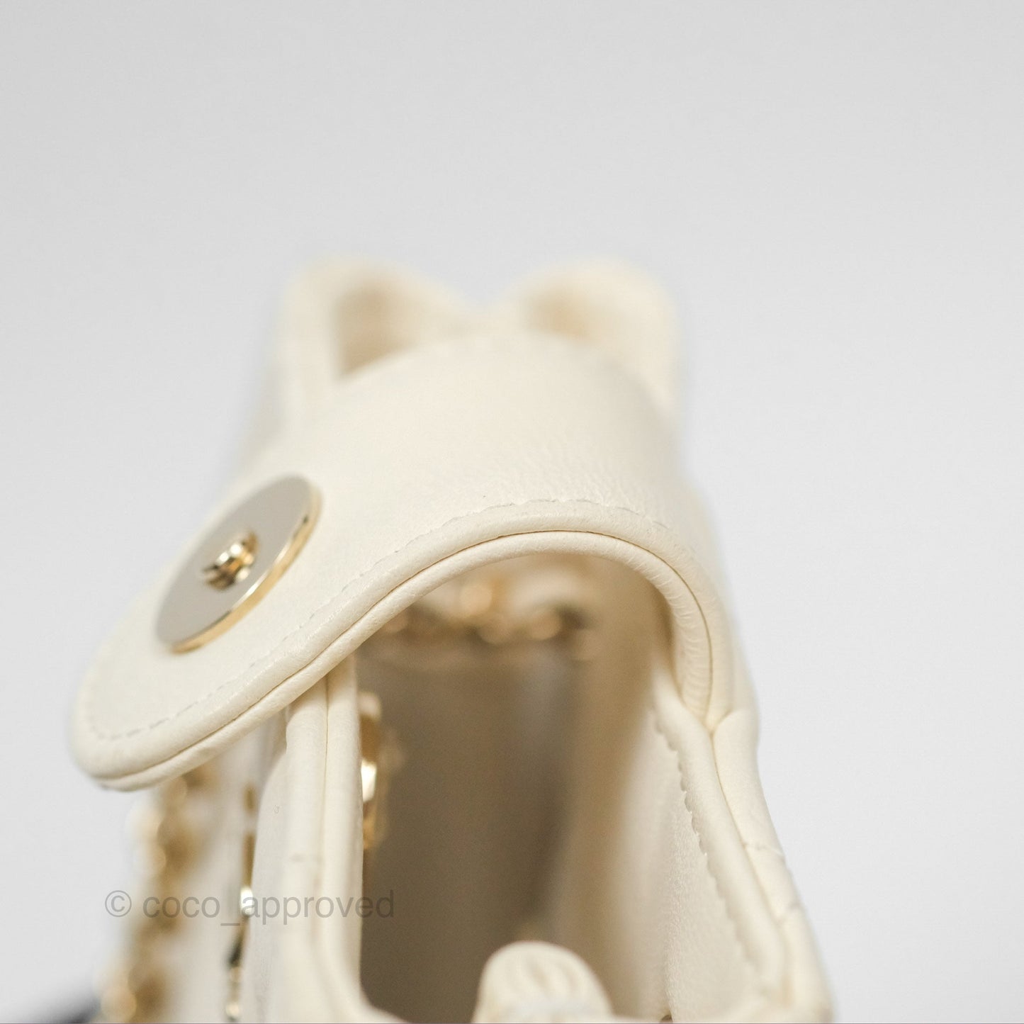 Chanel Mini Square Clutch with Chain Ivory Lambskin Gold Hardware 22C