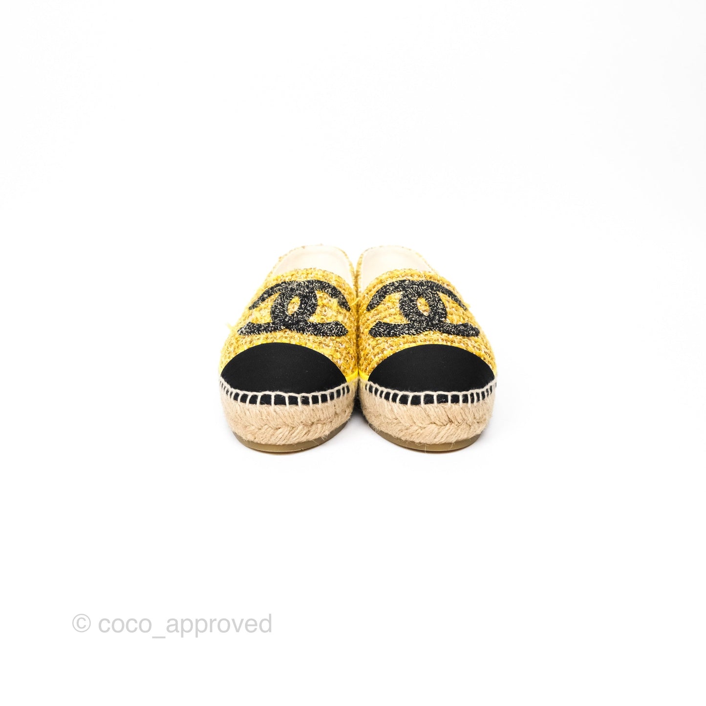 Chanel Espadrille Yellow Gold Tweed Size 36