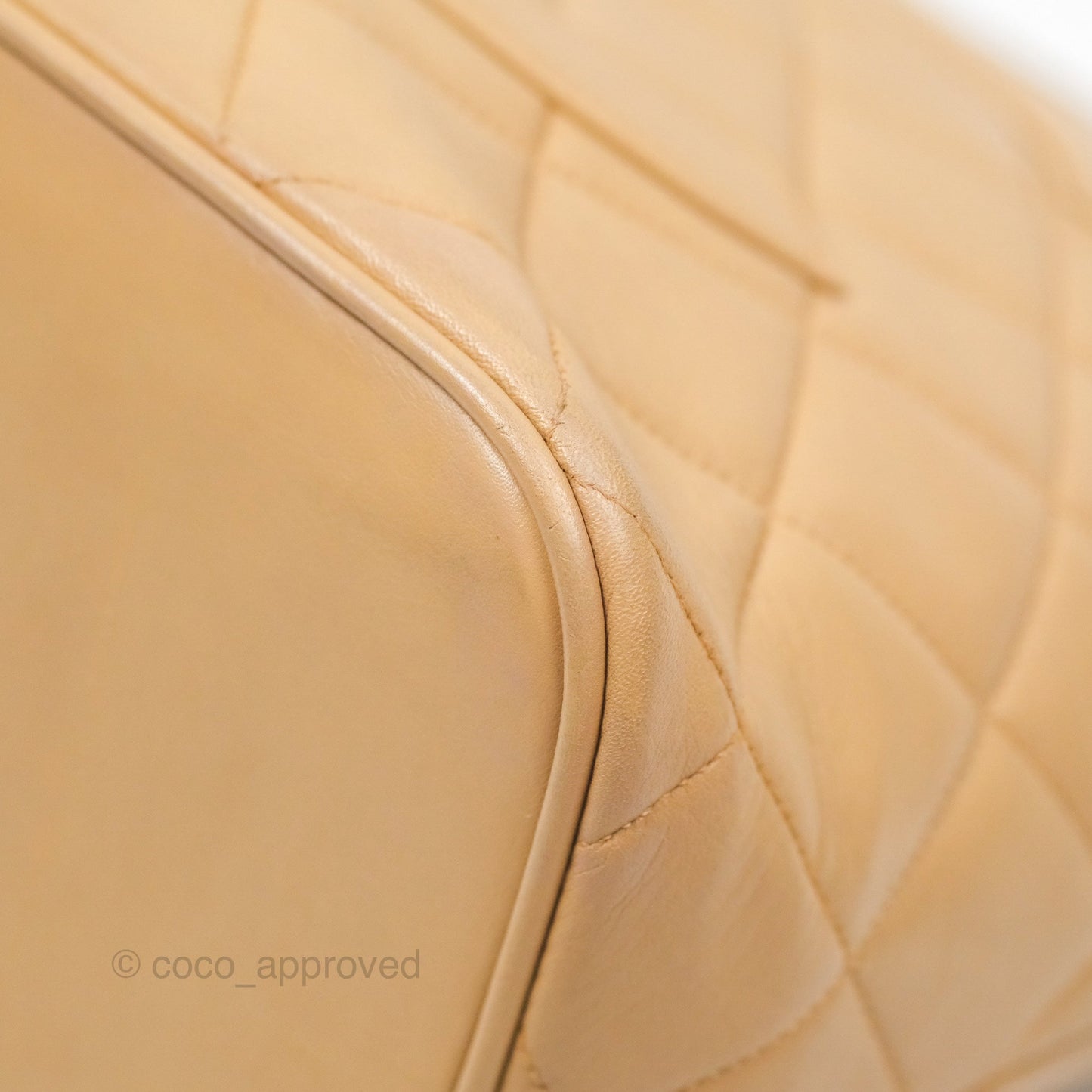 Chanel Vintage Medallion CC Beige Lambskin Tote Bag Gold Hardware