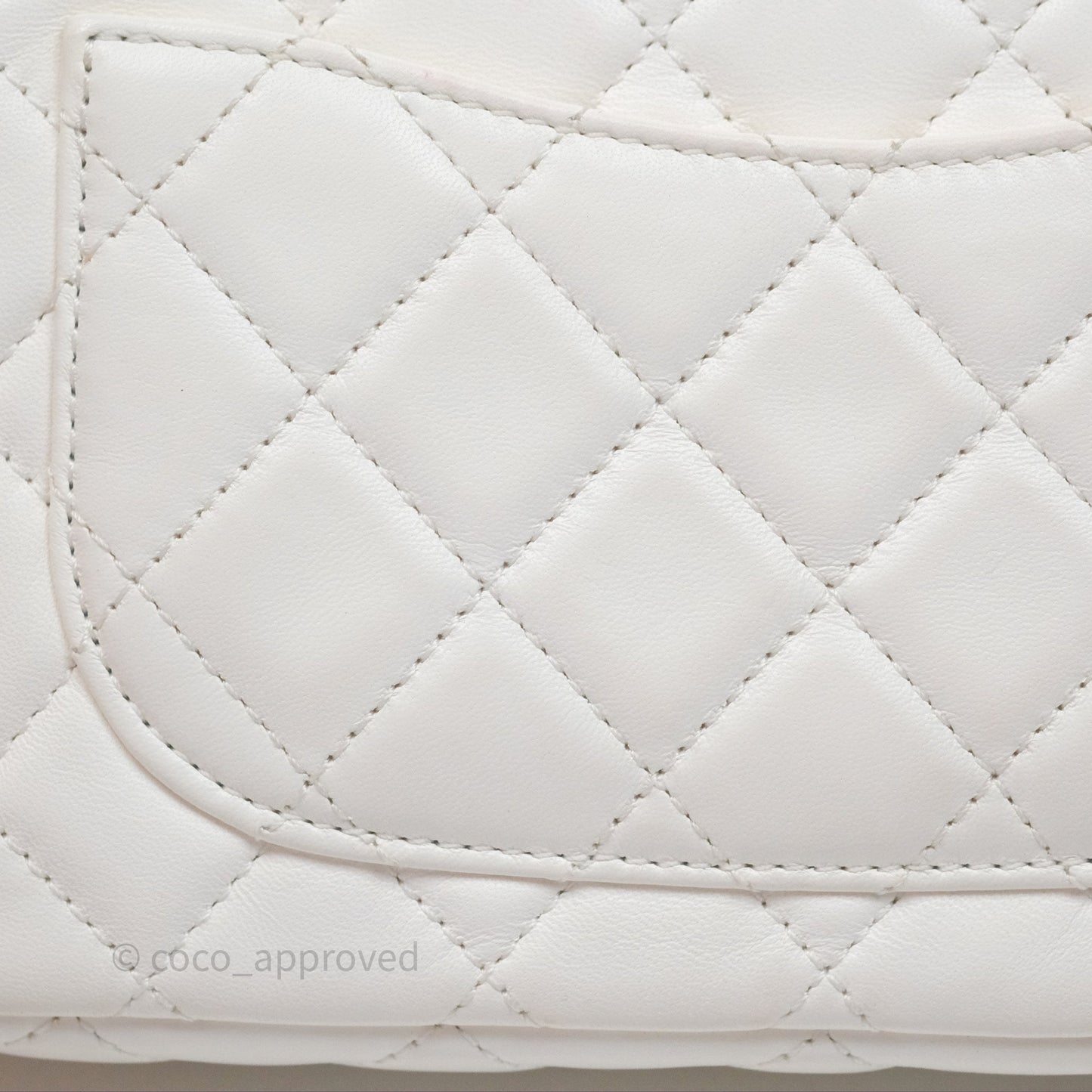 Chanel Mini Rectangular Pearl Crush Quilted White Lambskin Aged Gold Hardware