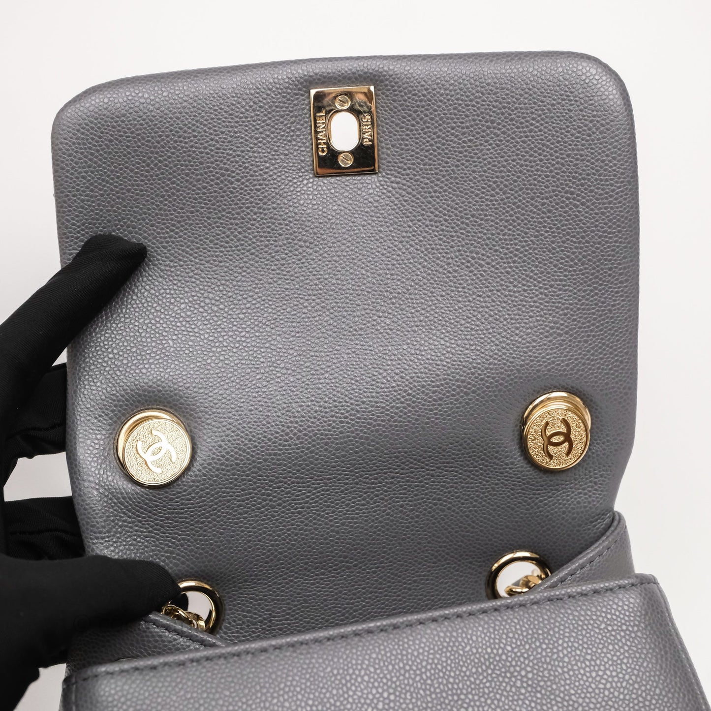 Chanel Small Duma Backpack Dark Grey Caviar Gold Hardware 23K