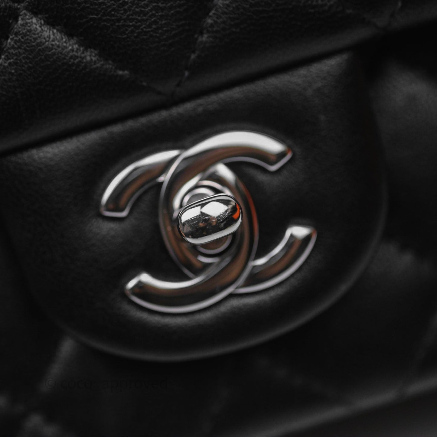 Chanel Quilted Mini Rectangular Flap Black Lambskin Silver Hardware
