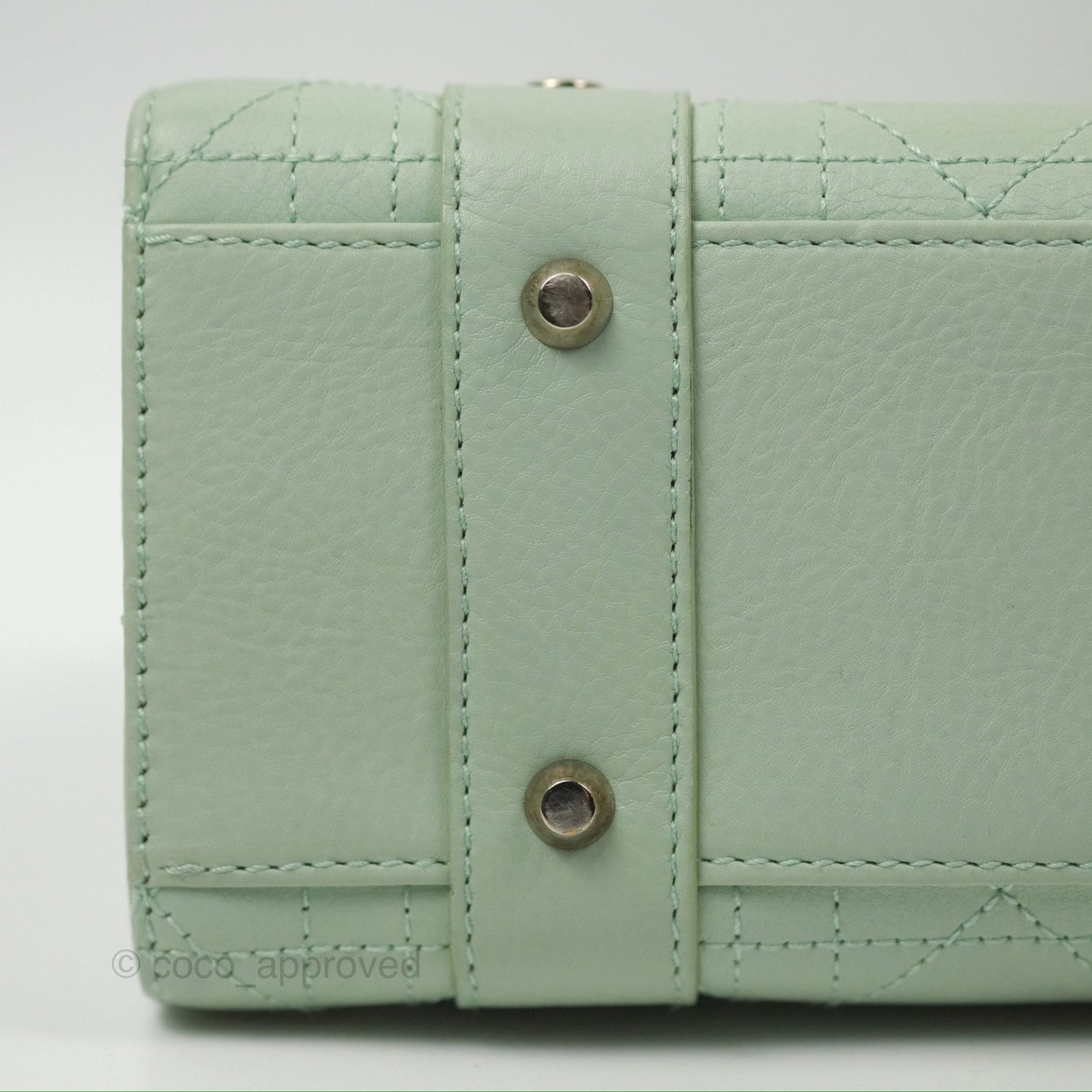 Dior East West Lady Dior Mint Green Calfskin Silver Hardware