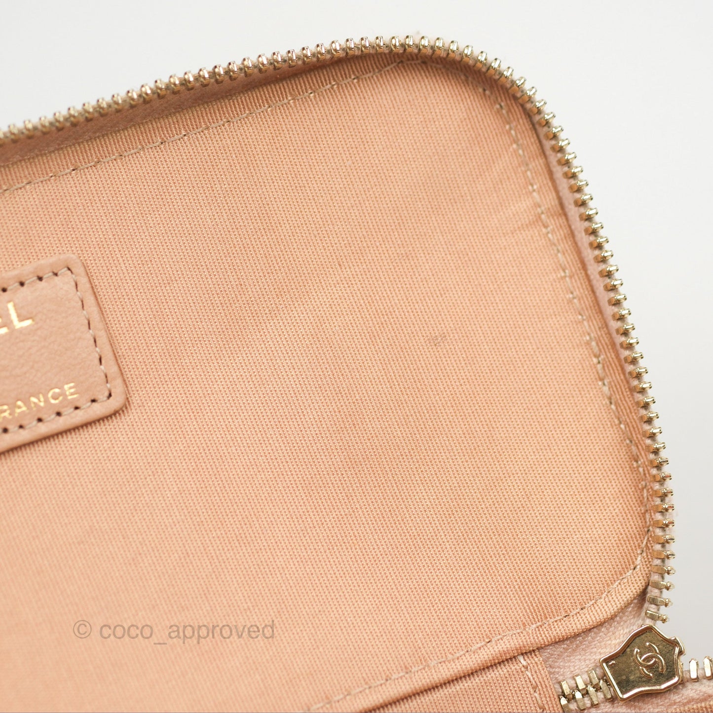 Chanel Vanity Rectangular Top Handle Beige Lambskin Aged Gold Hardware