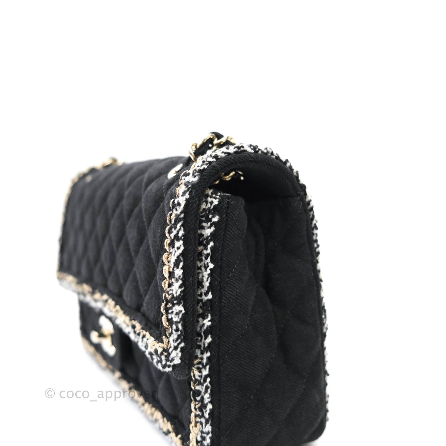 Chanel Classic Flap Bag Black Denim Braided Gold Hardware 18A