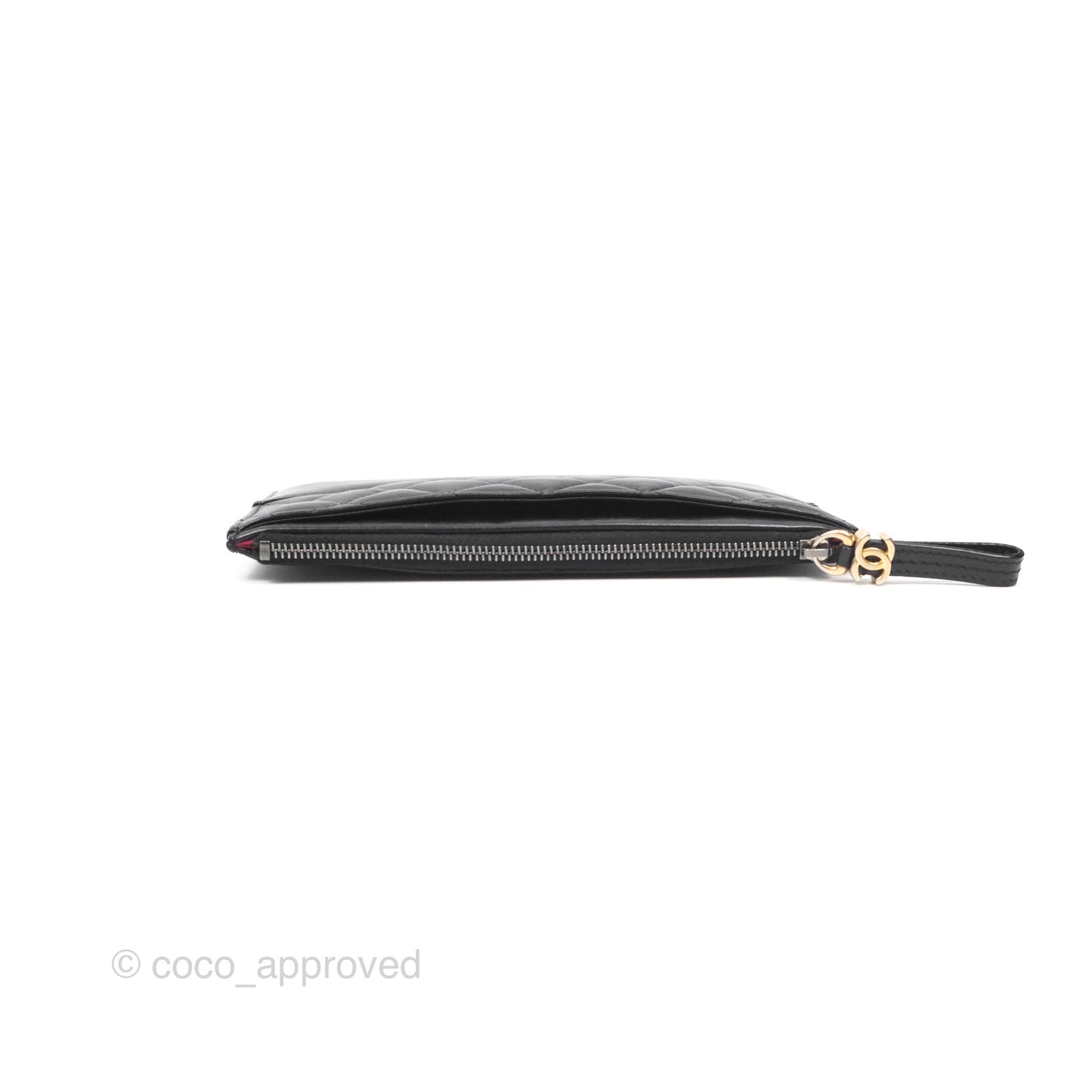 Chanel Quilted Gabrielle Zip Pouch Black Calfskin