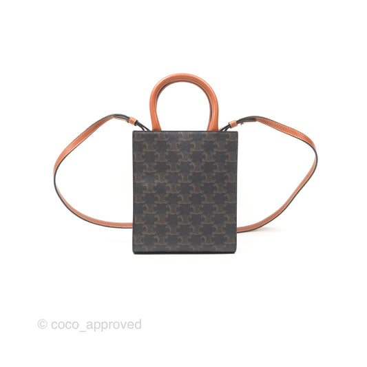 Celine Mini Vertical Cabas Bag Triomphe Canvas Tan