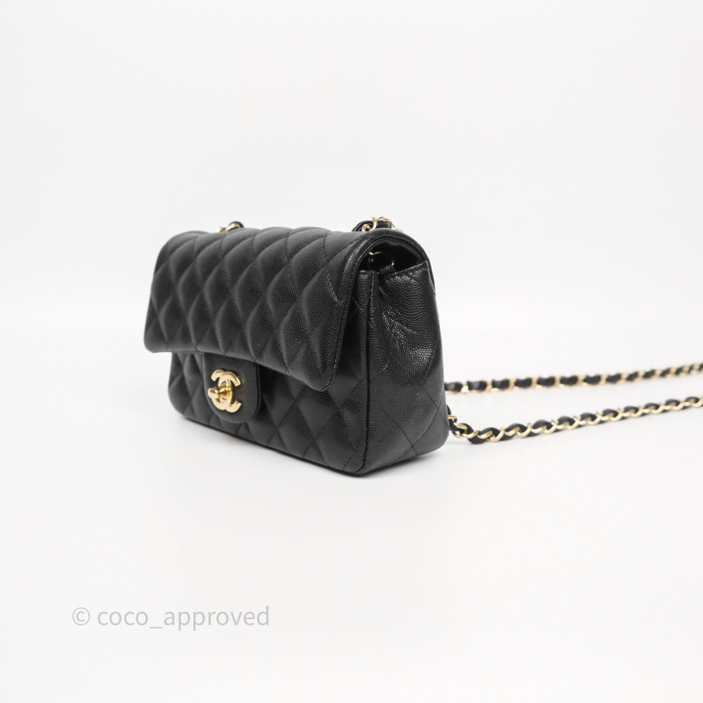 Chanel Mini Rectangular Quilted Black Caviar Gold Hardware