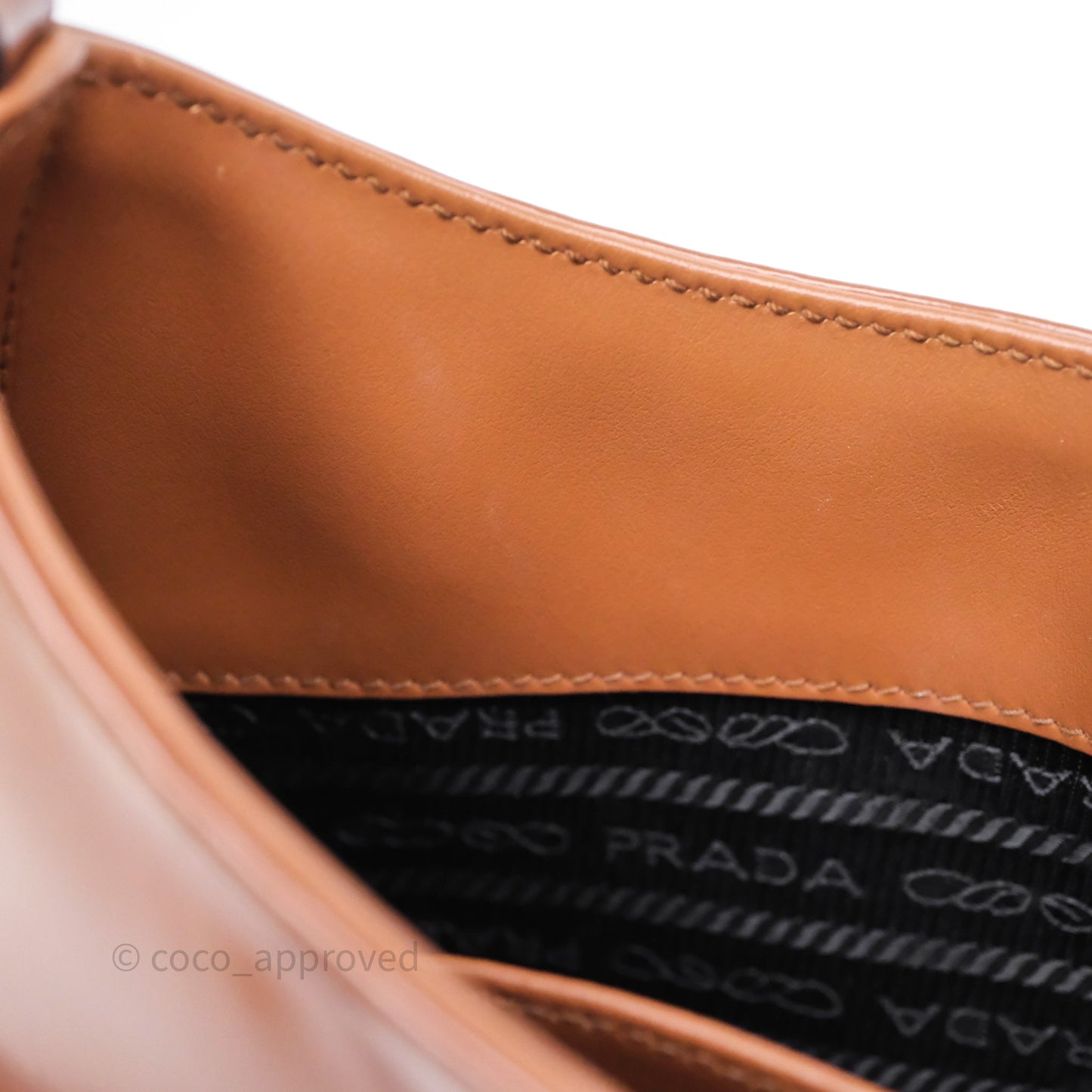 Prada Cleo Brushed Leather Shoulder Bag Brown