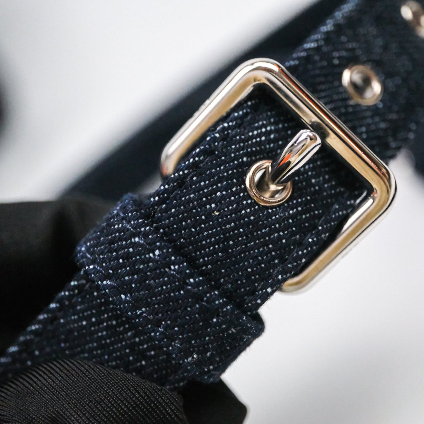 Christian Dior Medium Lady D-Joy Denim Eyelet Silver Hardware