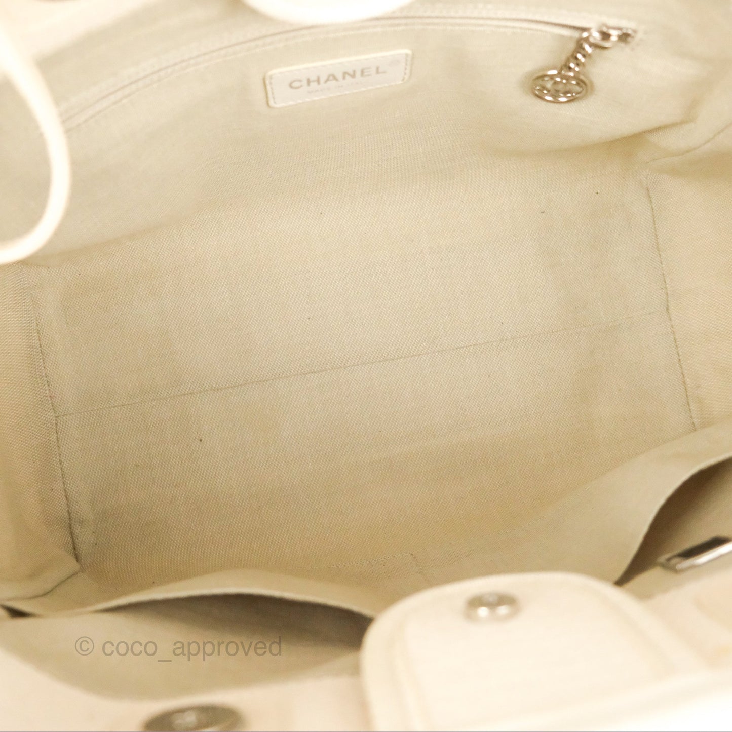 Chanel New Small Deauville Cream Ivory Canvas