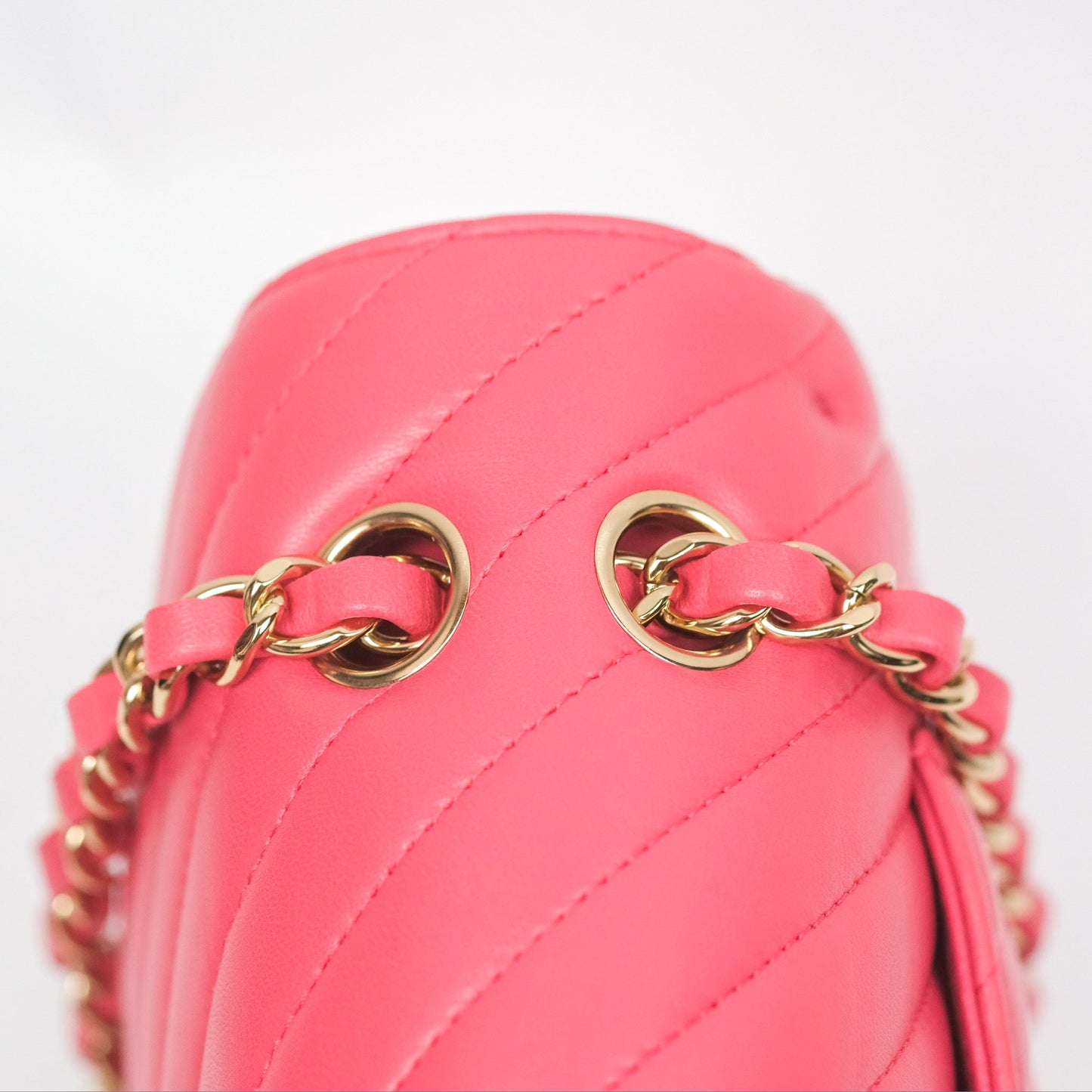 Chanel Medium Classic Flap Chevron Pink Lambskin Gold Hardware