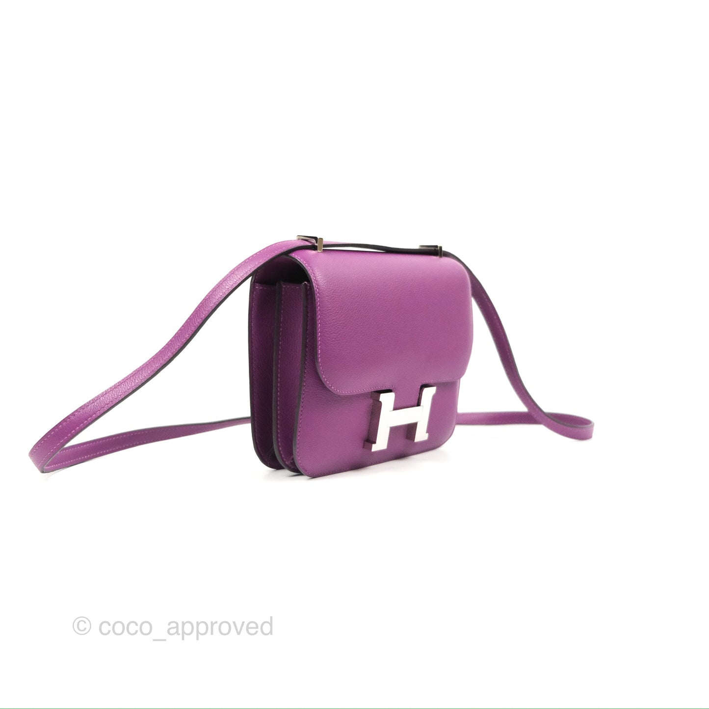 Hermès Constance Mini 18cm Anemone Evercolor Palladium Hardware