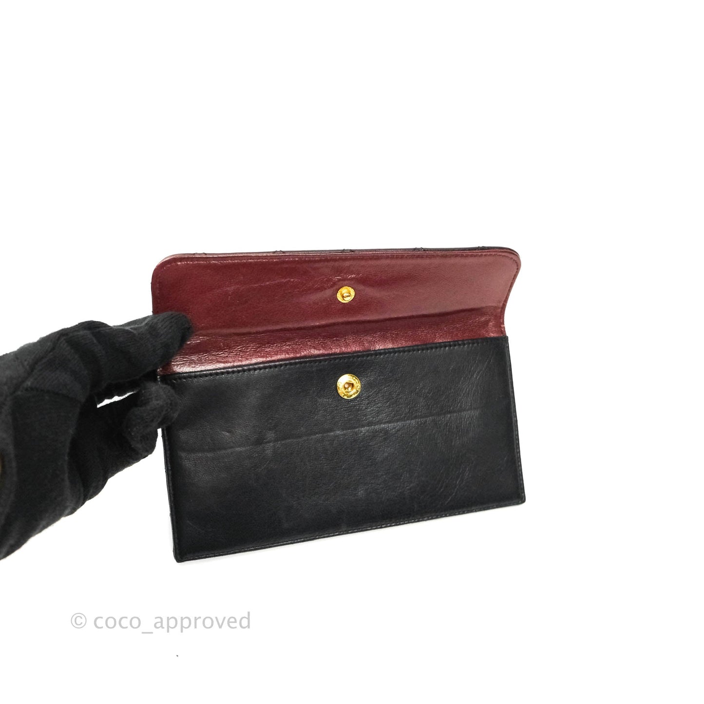 Chanel Vintage Flap Bag with Purse Pouch Black Lambskin 24K Gold Hardware
