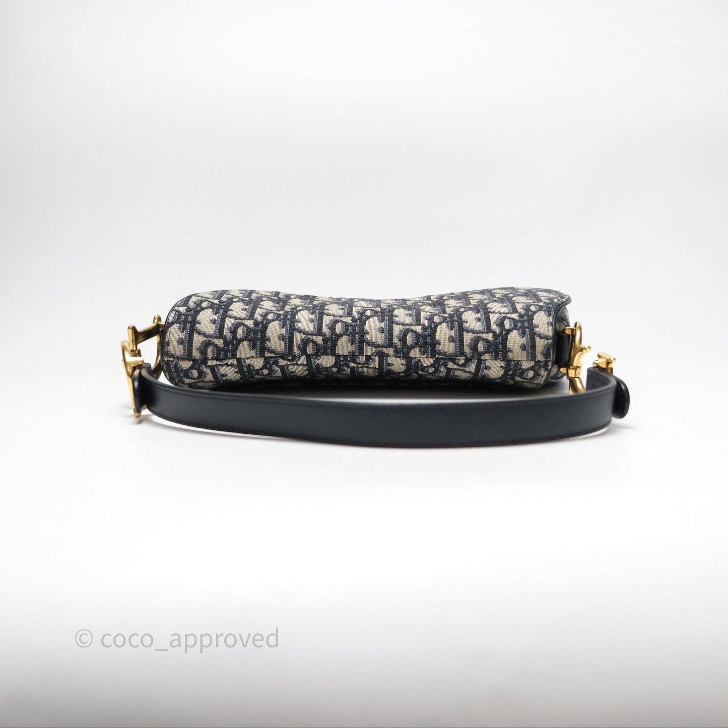 Christian Dior Saddle Bag Blue Oblique Jacquard Gold Hardware