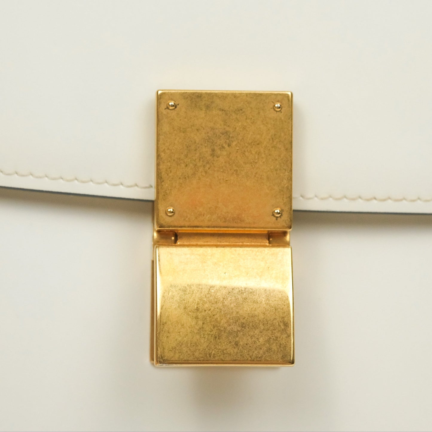 Celine Medium Classic Box Flap White Patent Gold Hardware