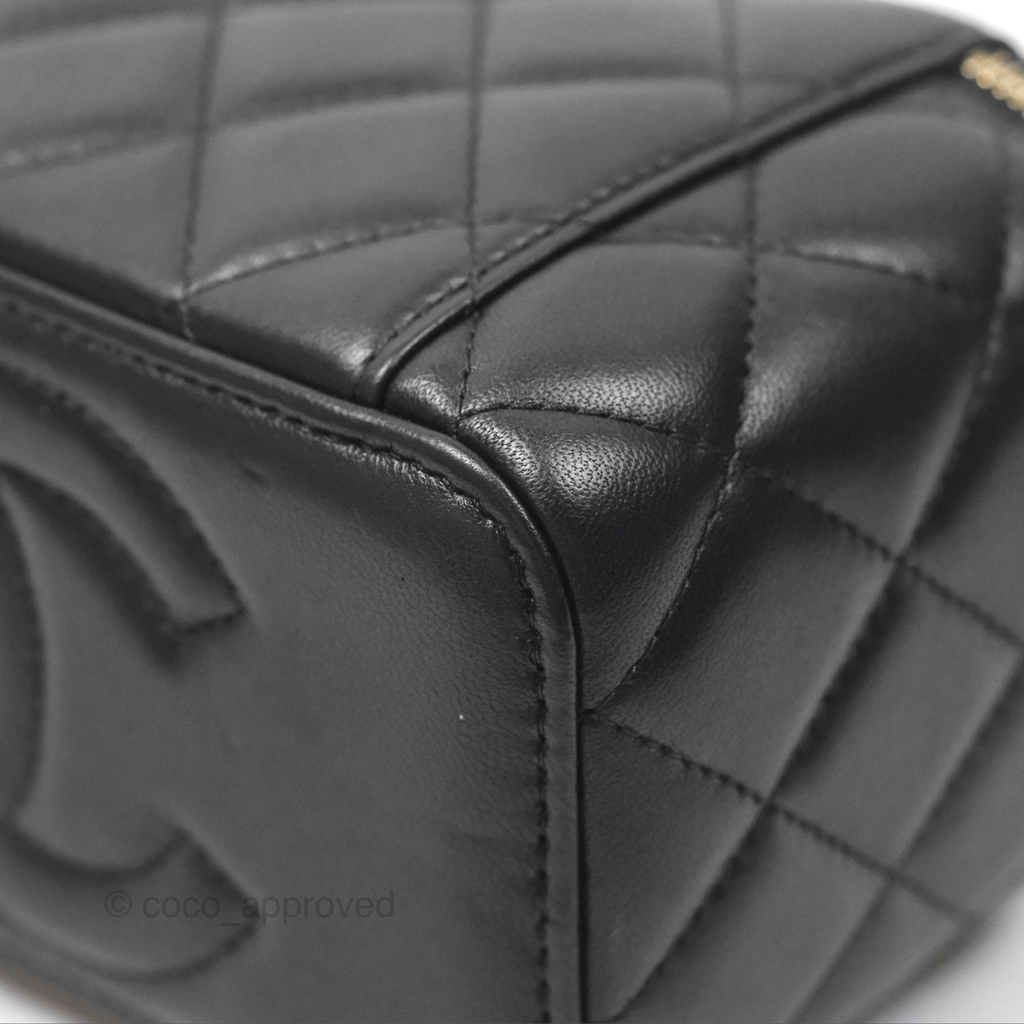 Chanel Vanity Rectangular Top Handle Black Lambskin Gold Hardware