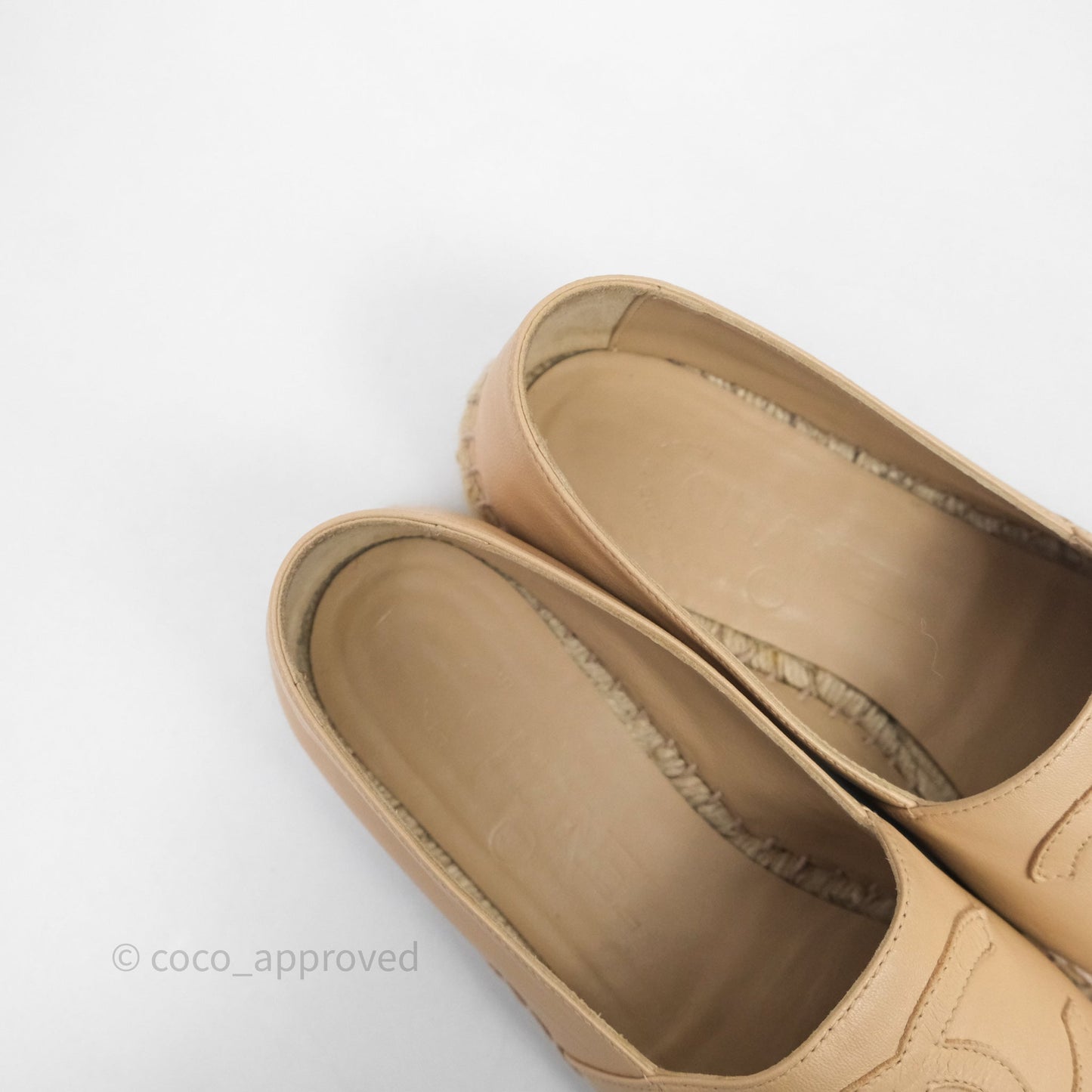 Chanel CC Espadrilles Beige Black Lambskin Size 36